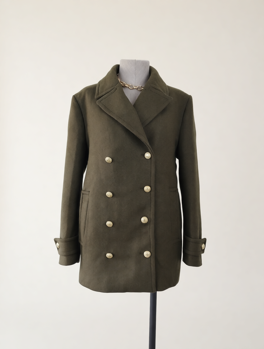 Manteau court en laine à boutons ZARA