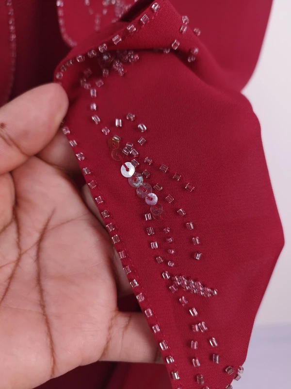Red beaded Y2K maxi dress — Vintage 2000s bustier gala graduation