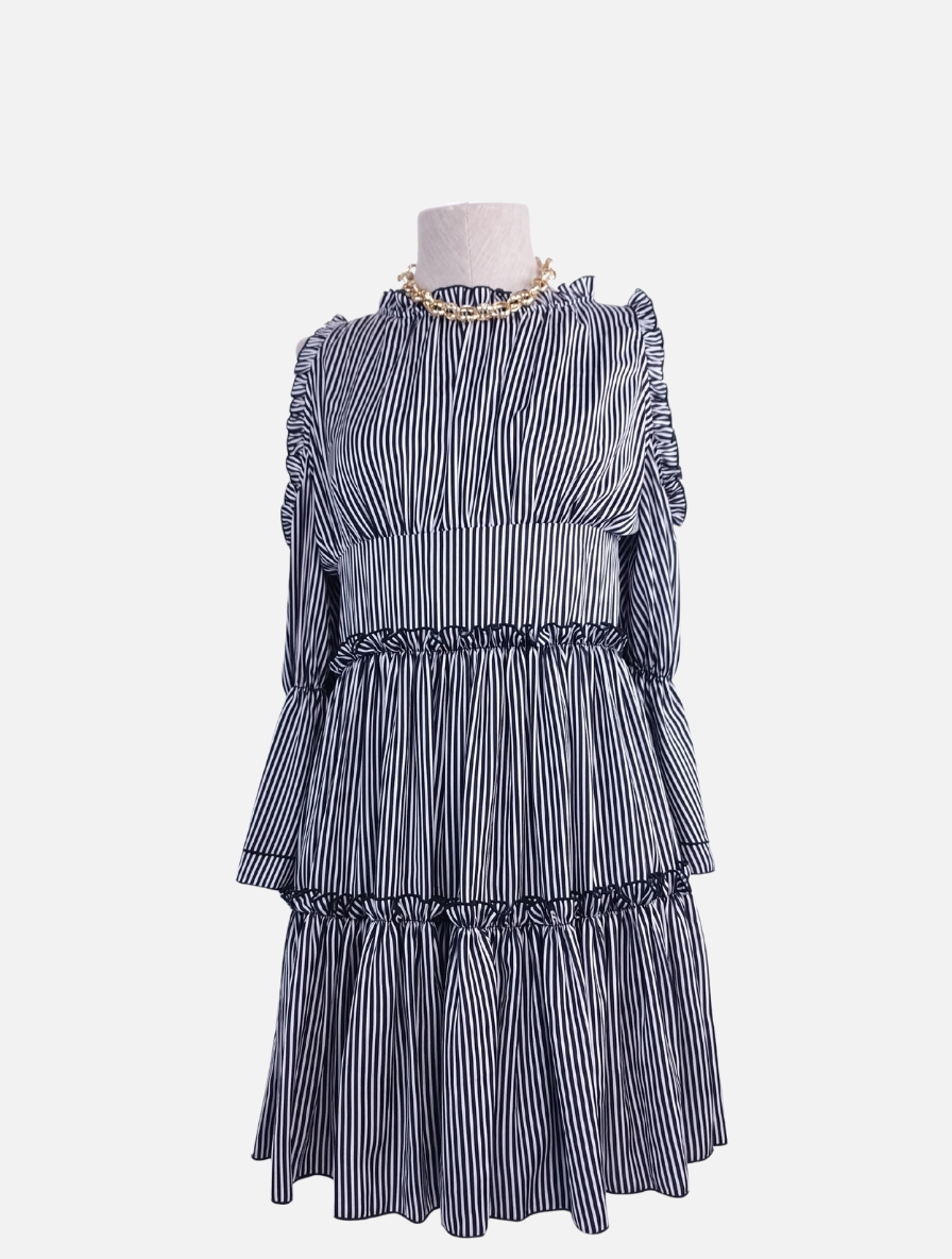 Vestido MAJE Rayas hombros descubiertos