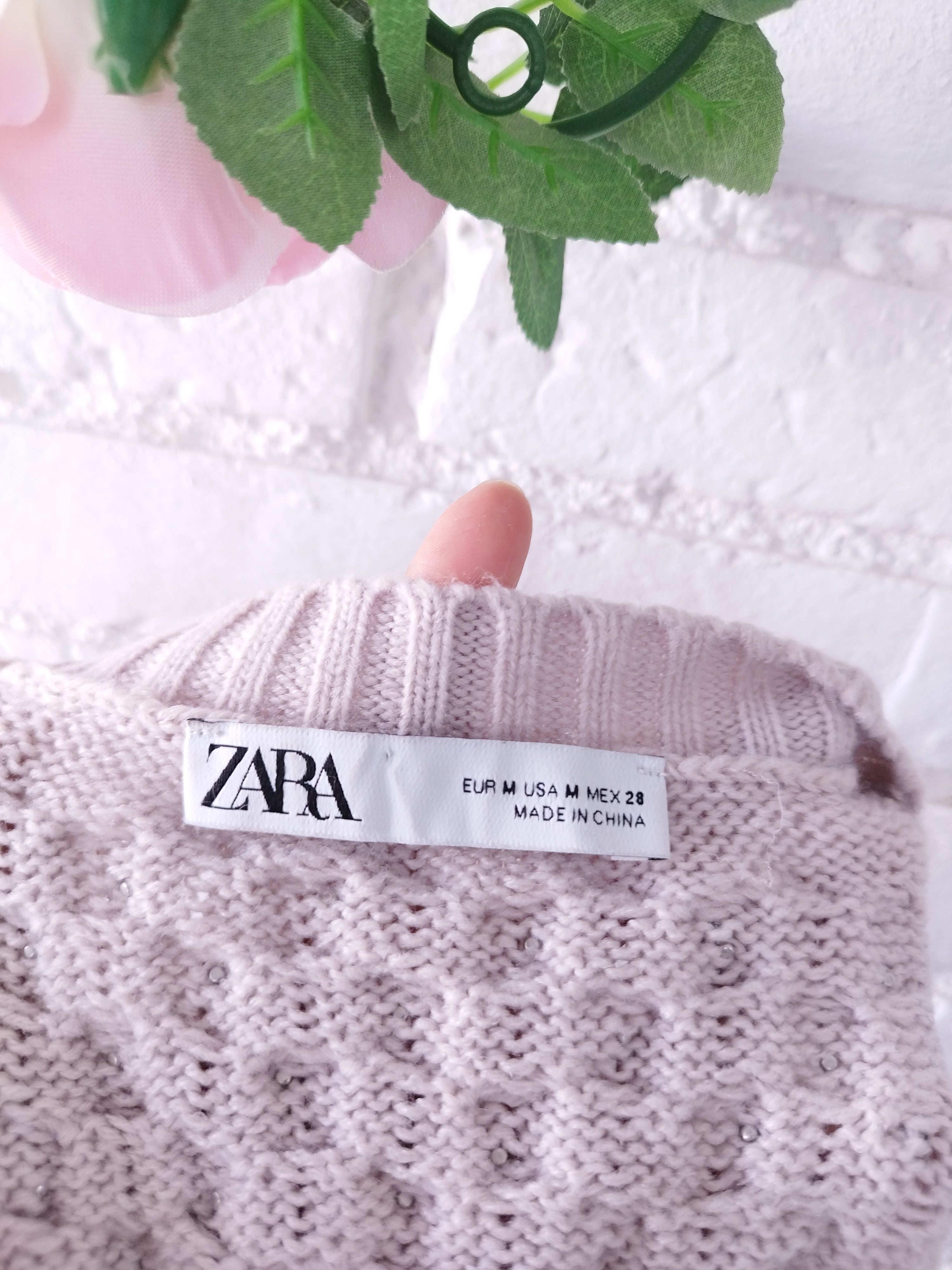 Conjunto de ZARA Cárdigan + Top Punto Trenzado con Perlas