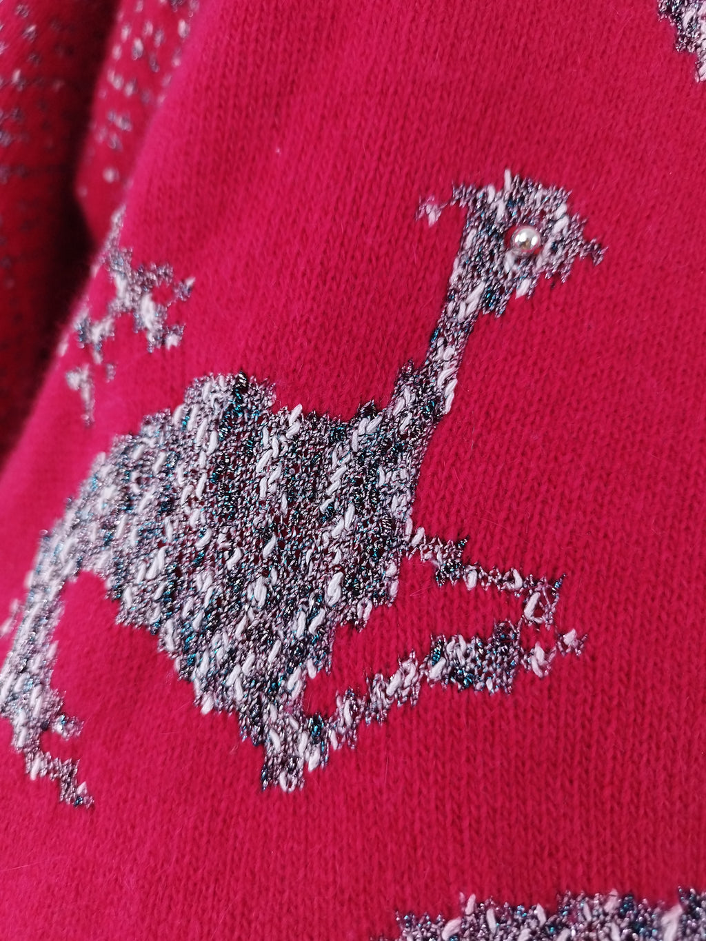 Pull vintage en laine angora jacquard