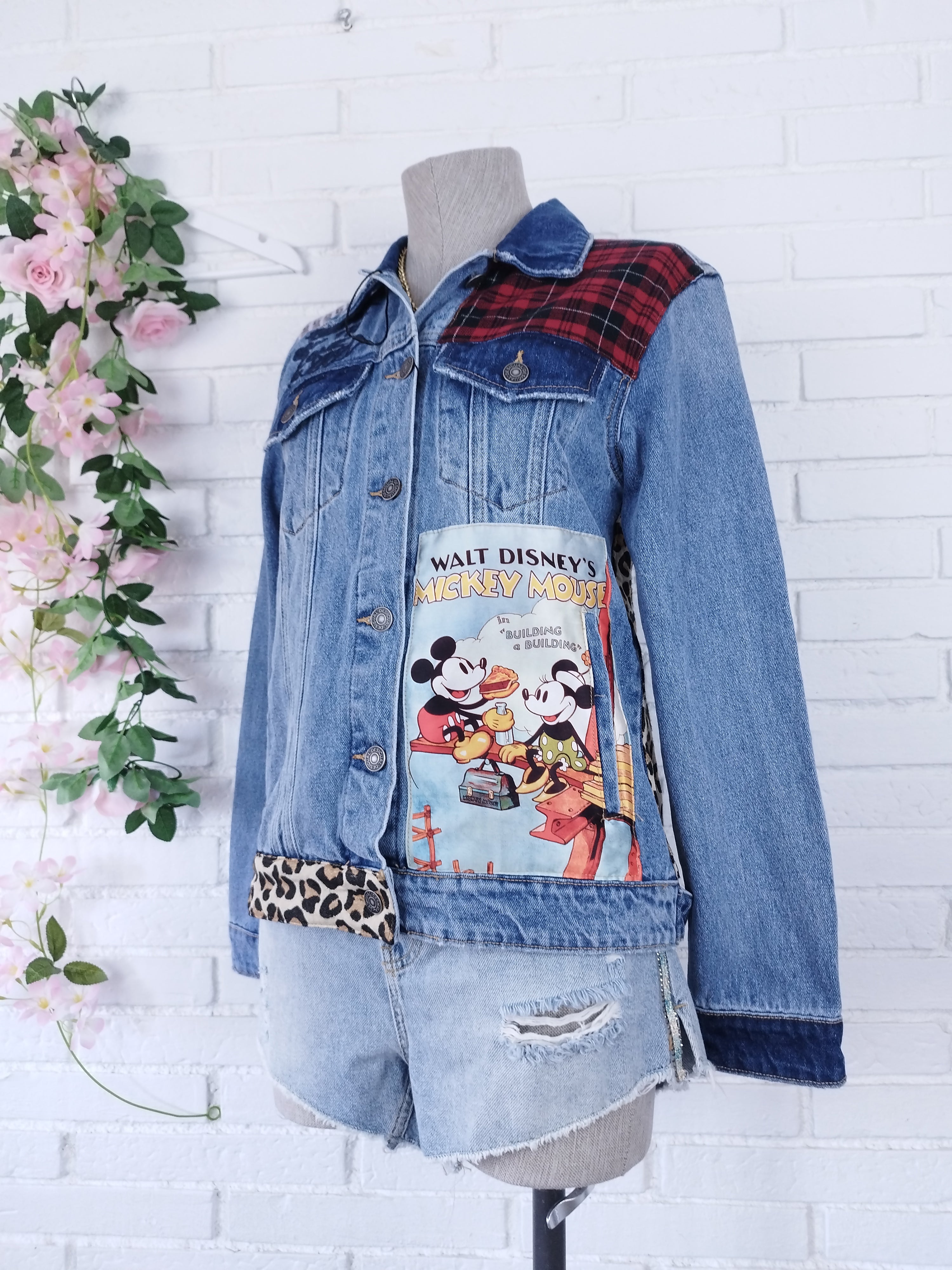 Veste en jean bleu Desigual avec Mickey Mouse