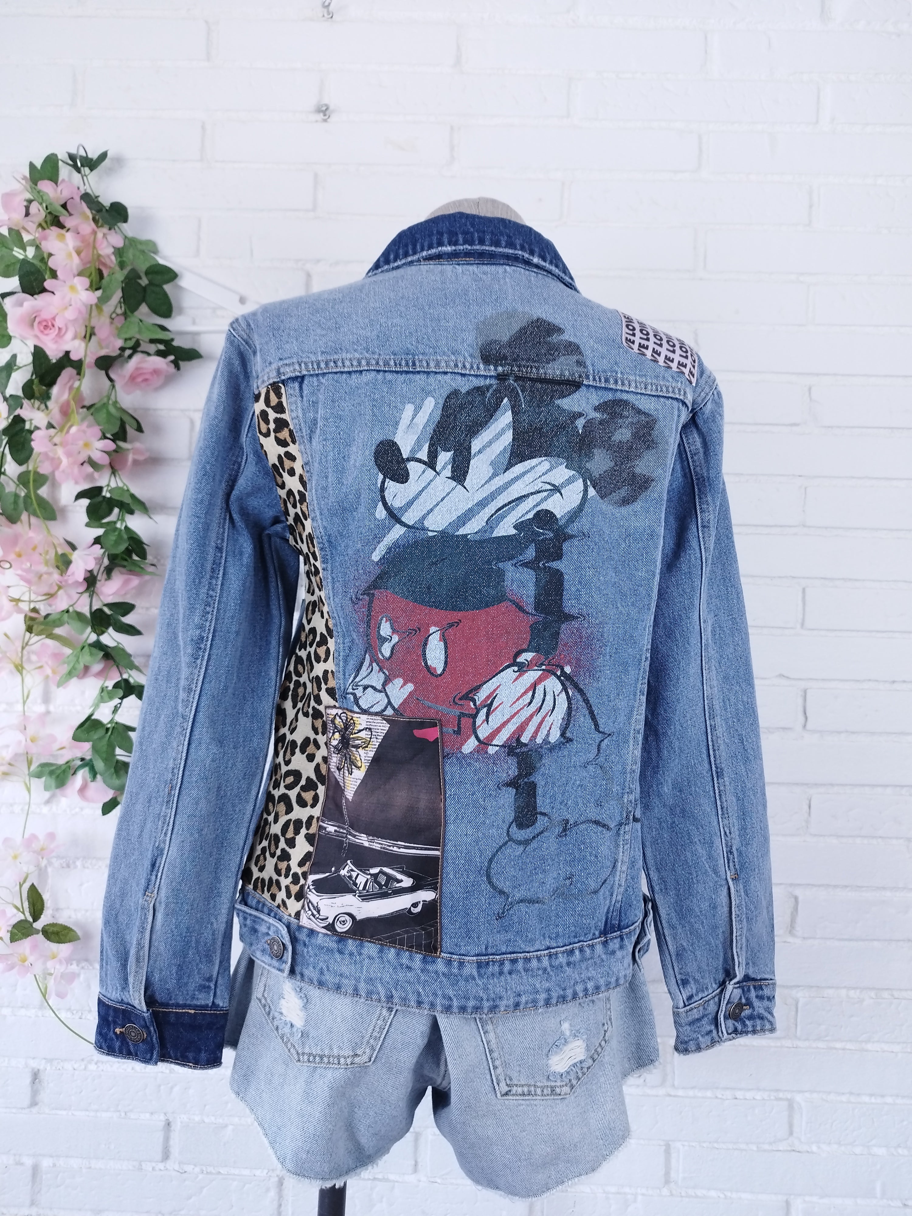 Veste en jean bleu Desigual avec Mickey Mouse