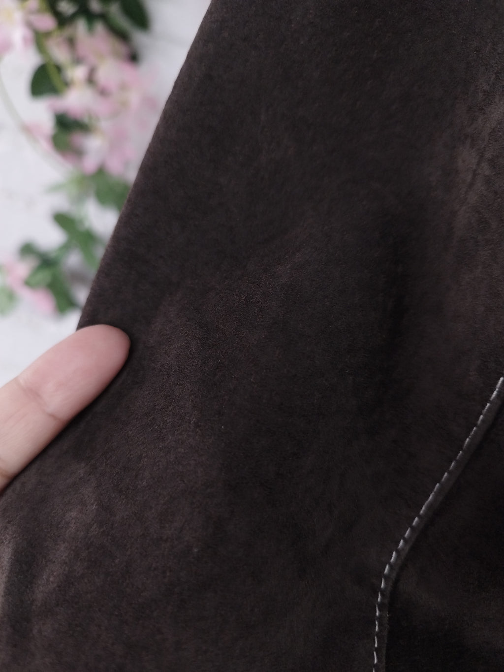 Veste blazer vintage en cuir suédé véritable