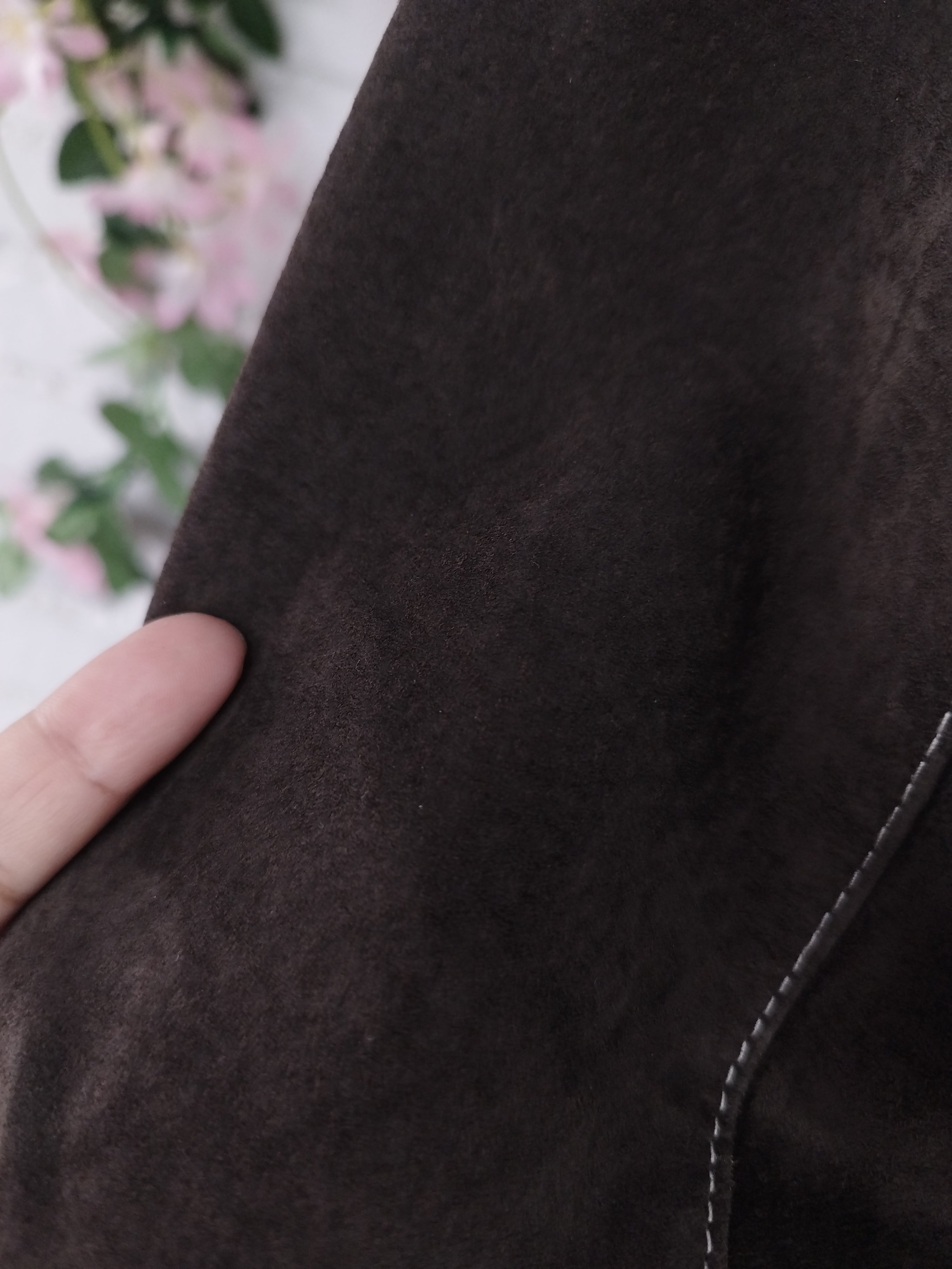 Veste blazer vintage en cuir suédé véritable