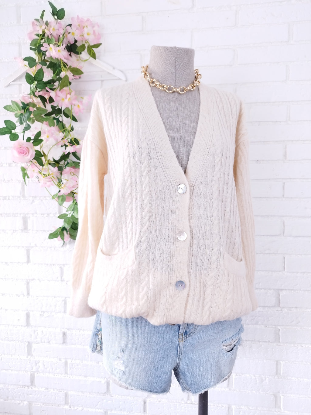 Cardigan MANGO con Lama Largo Punto Trenzado