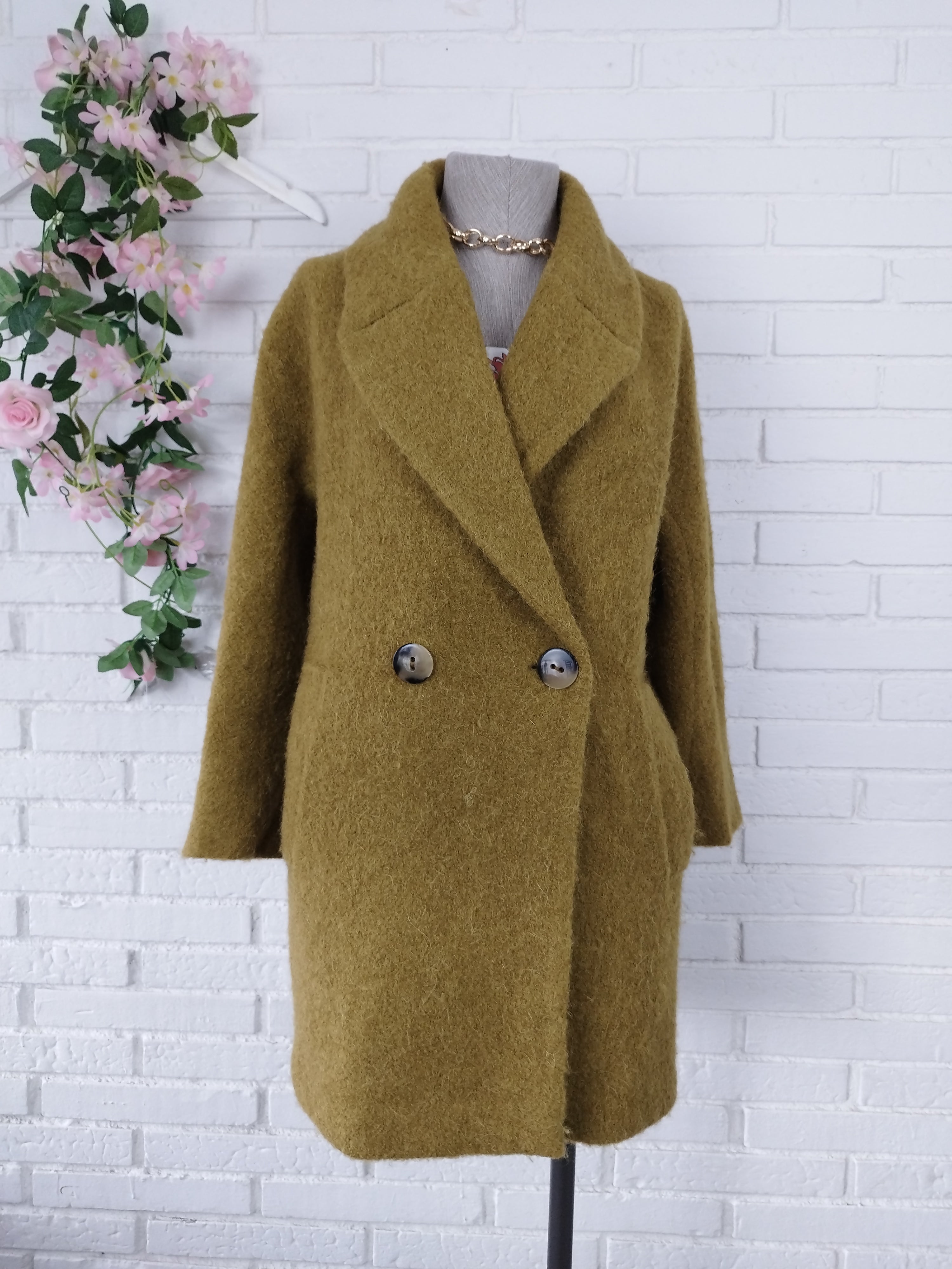 Manteau surdimensionné en mohair d'alpaga épais MASSIMO DUTTI