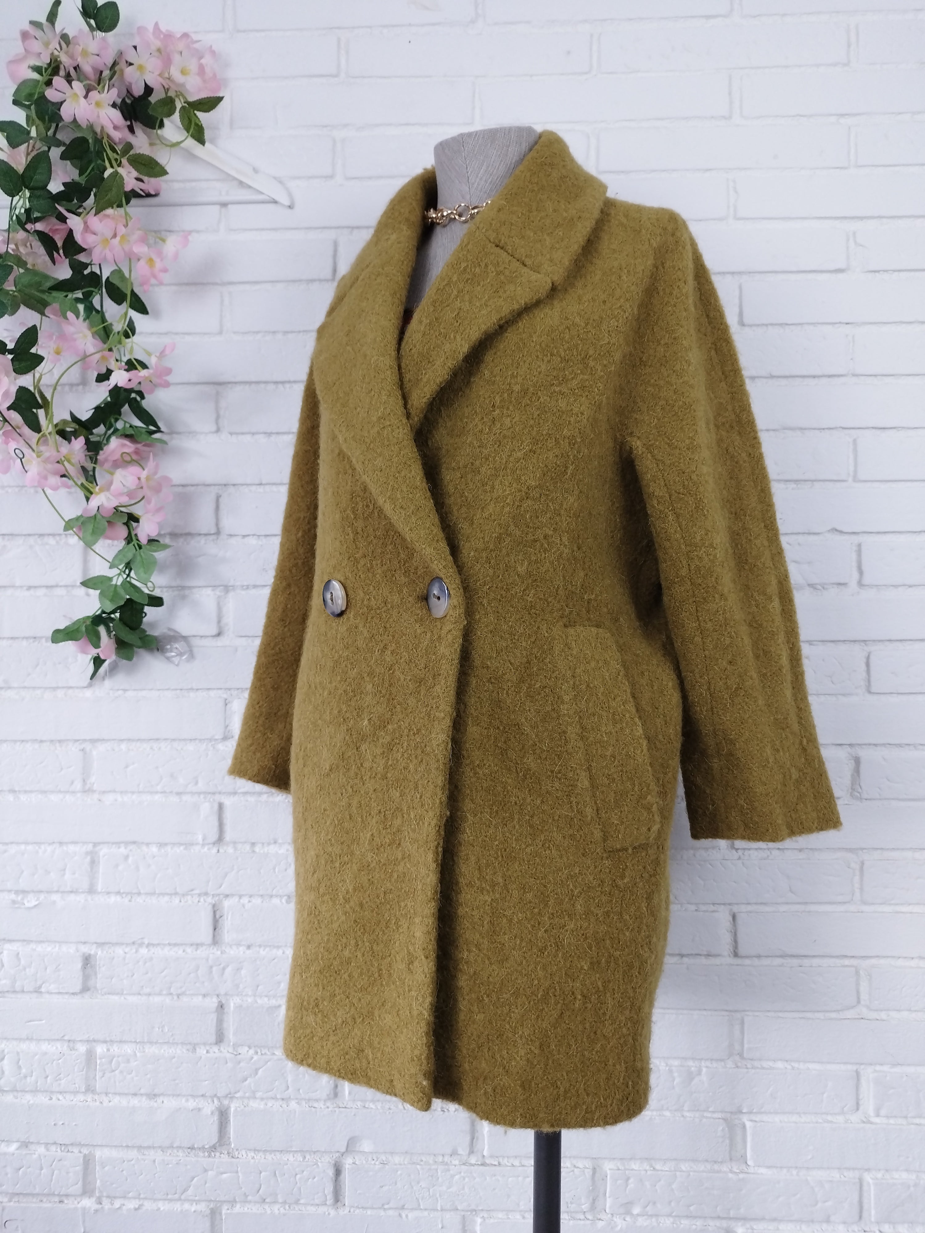 Manteau surdimensionné en mohair d'alpaga épais MASSIMO DUTTI