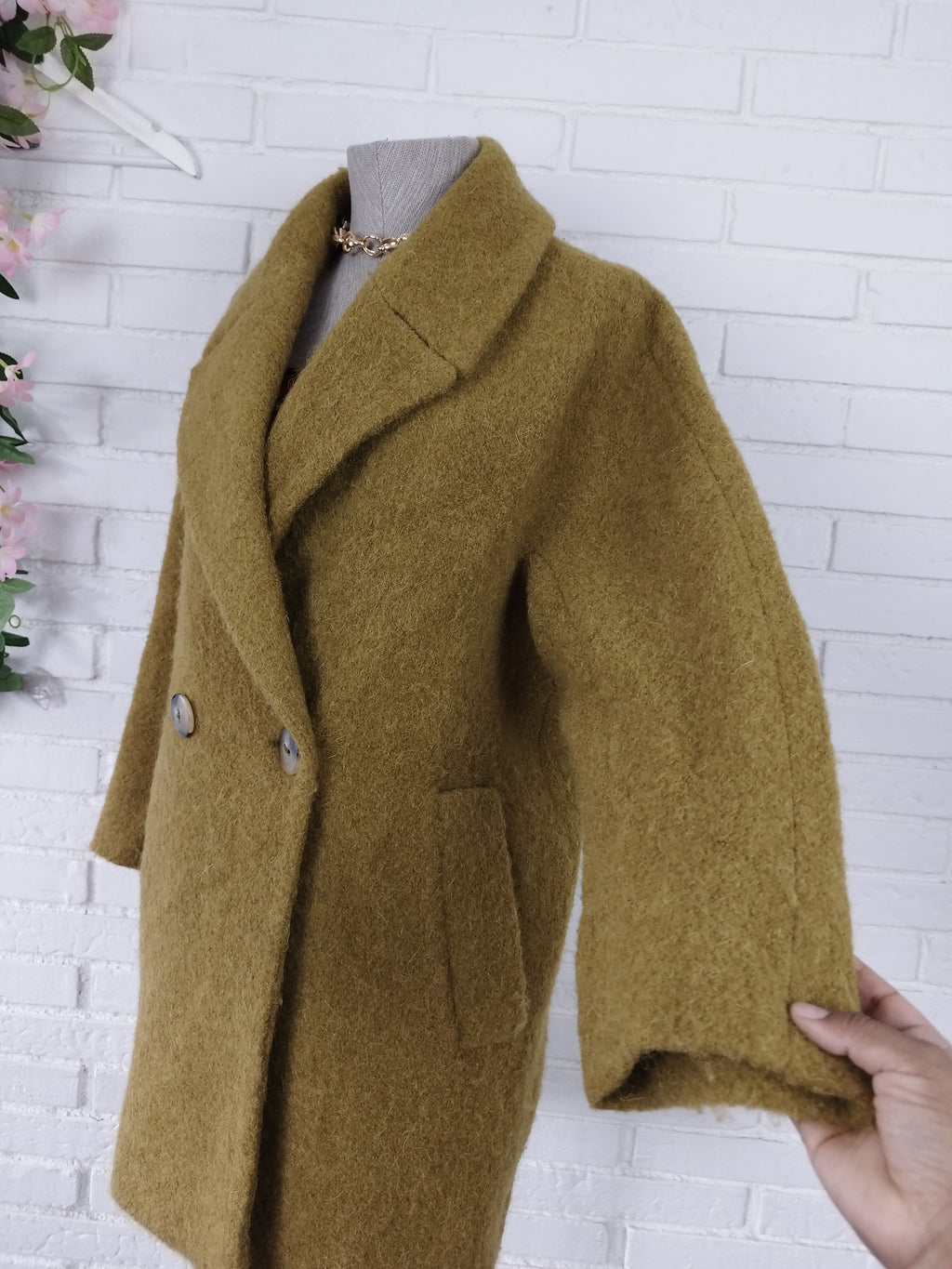 Manteau surdimensionné en mohair d'alpaga épais MASSIMO DUTTI