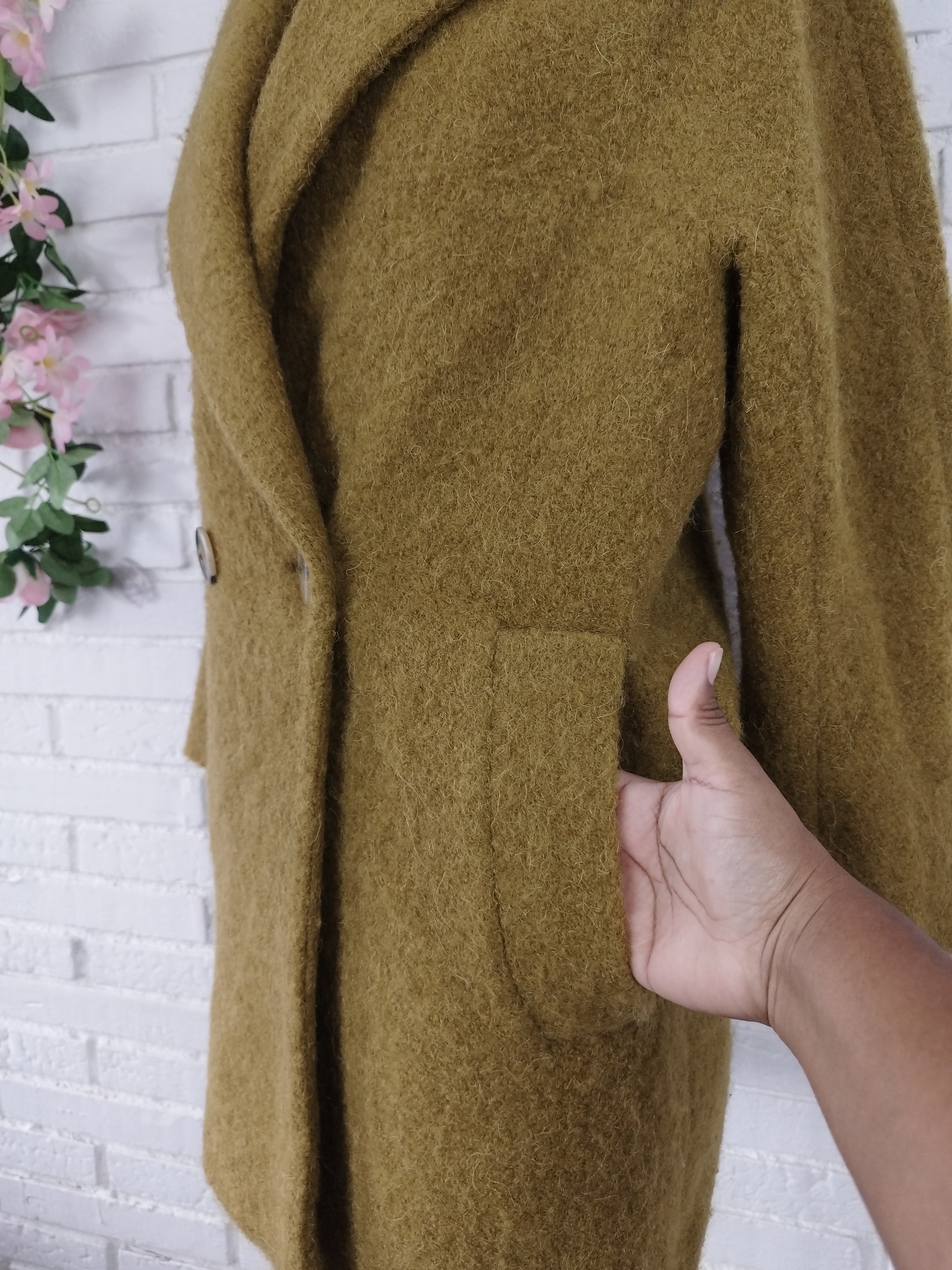 Manteau surdimensionné en mohair d'alpaga épais MASSIMO DUTTI