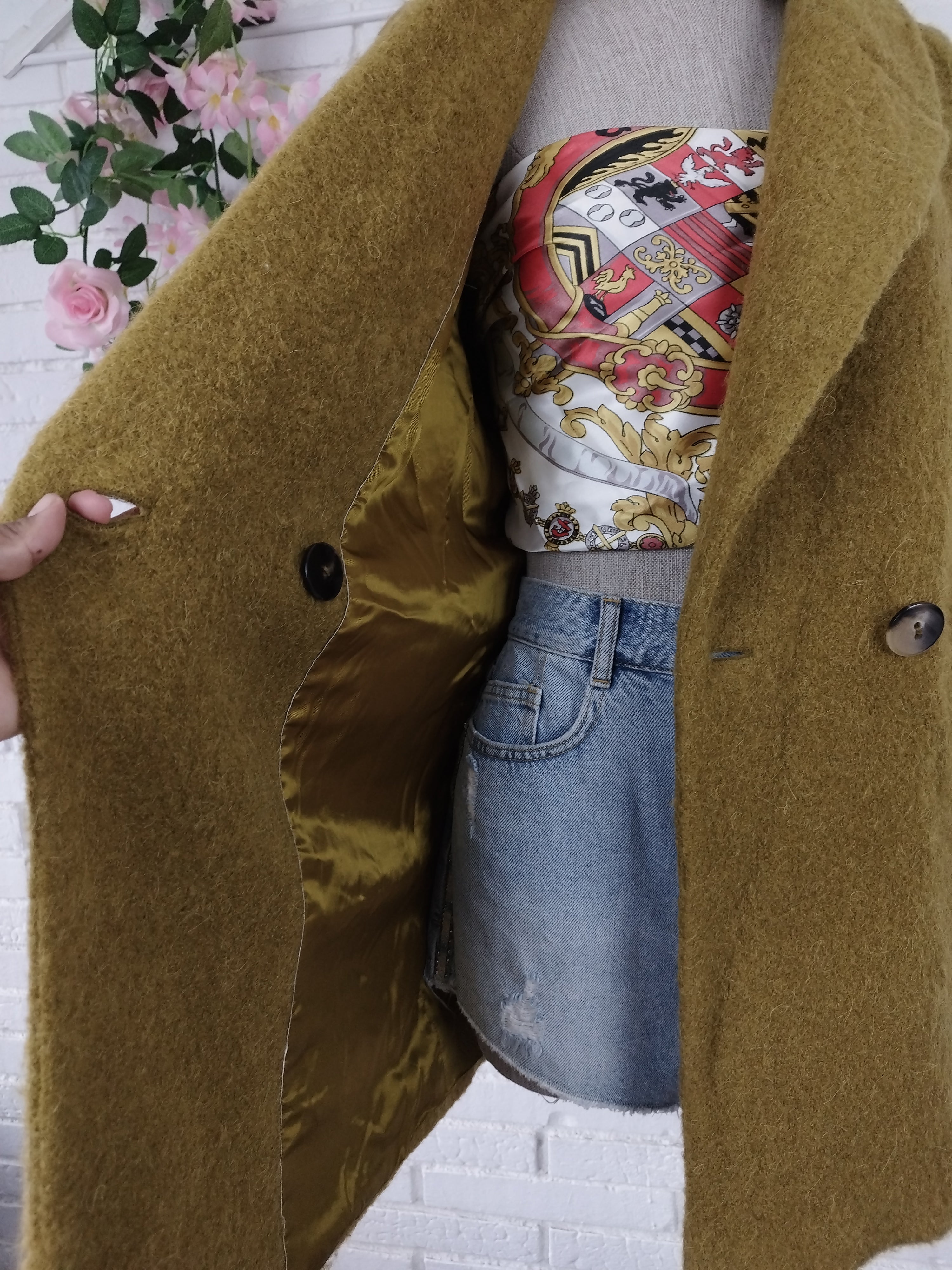 Manteau surdimensionné en mohair d'alpaga épais MASSIMO DUTTI