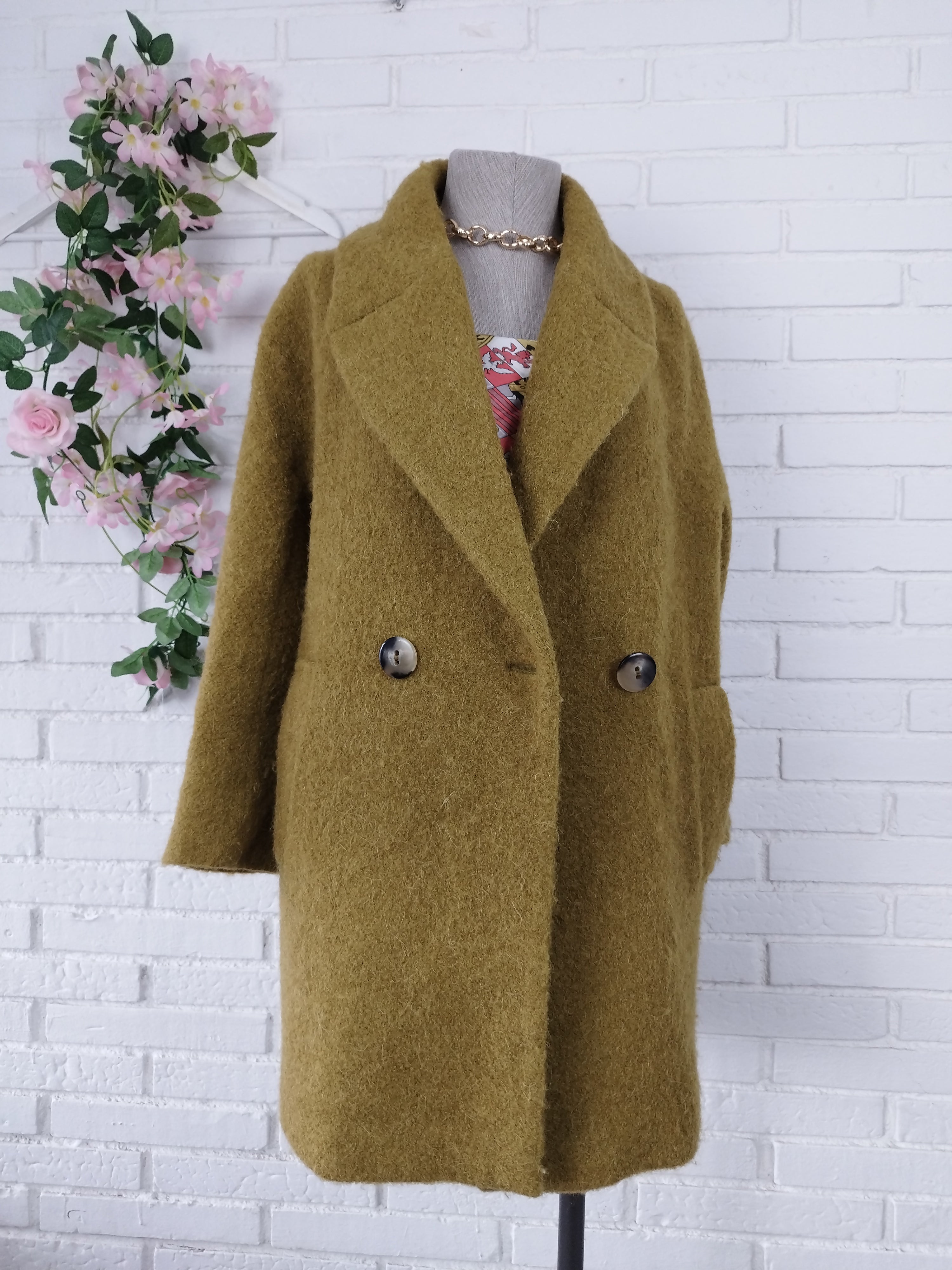 Manteau surdimensionné en mohair d'alpaga épais MASSIMO DUTTI