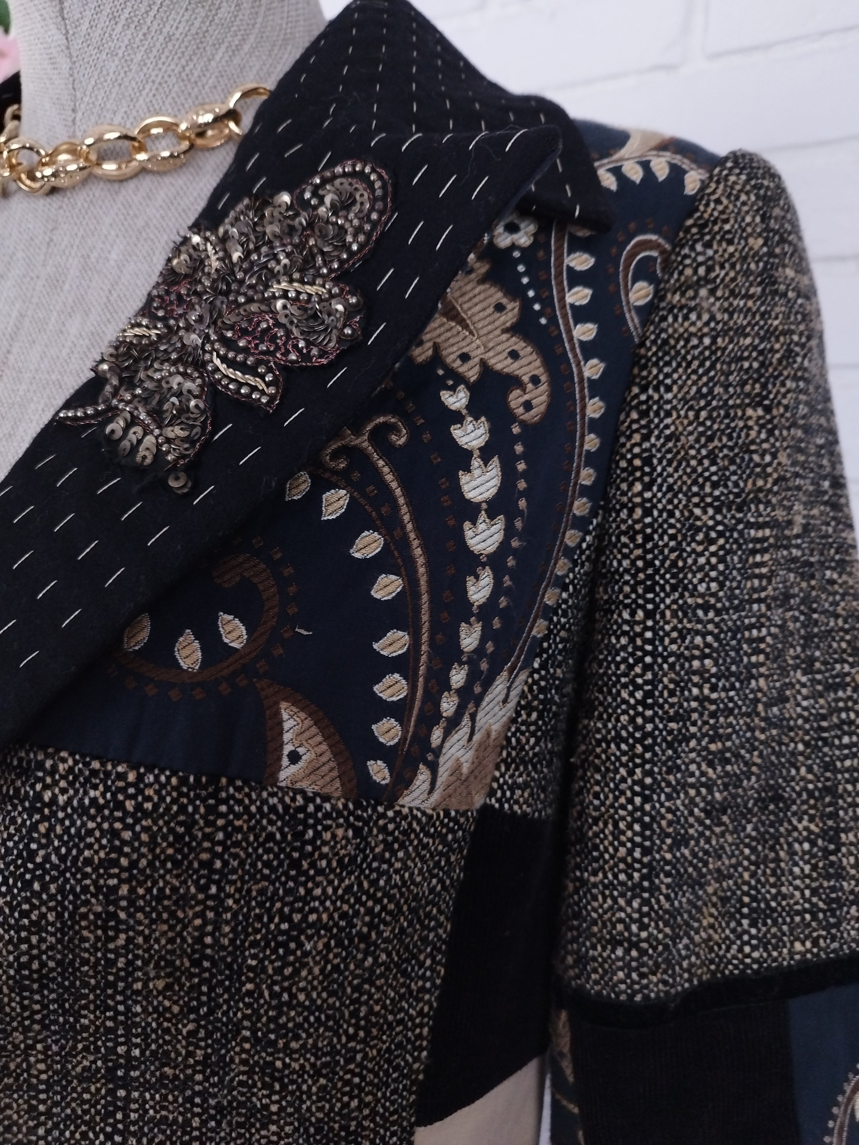 Blazer bohème vintage patchwork brodé