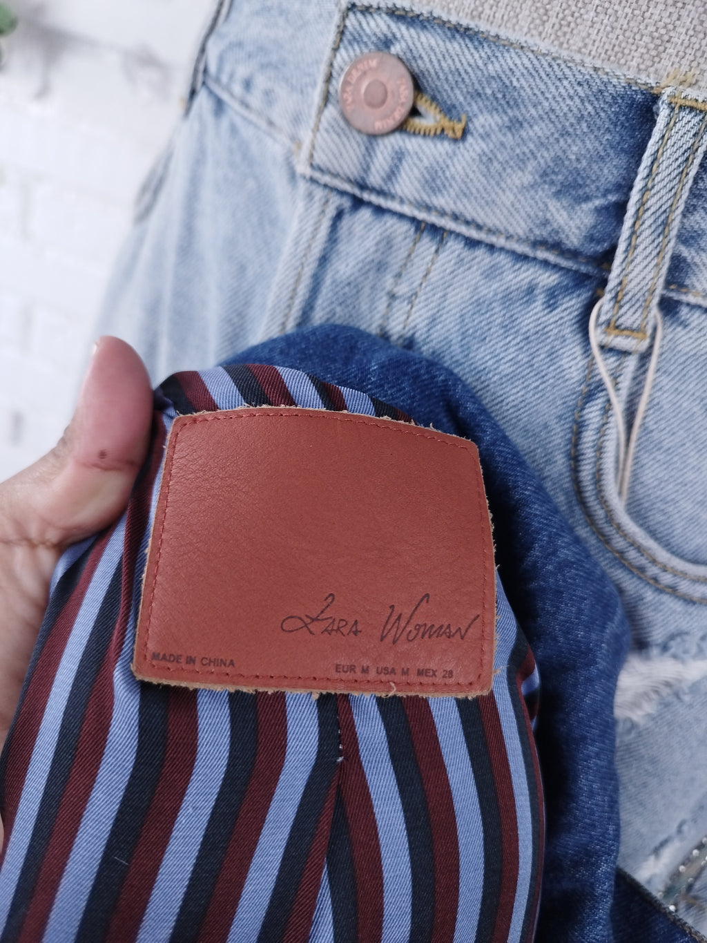 Veste en jean ZARA Y2K à effet fausse fourrure