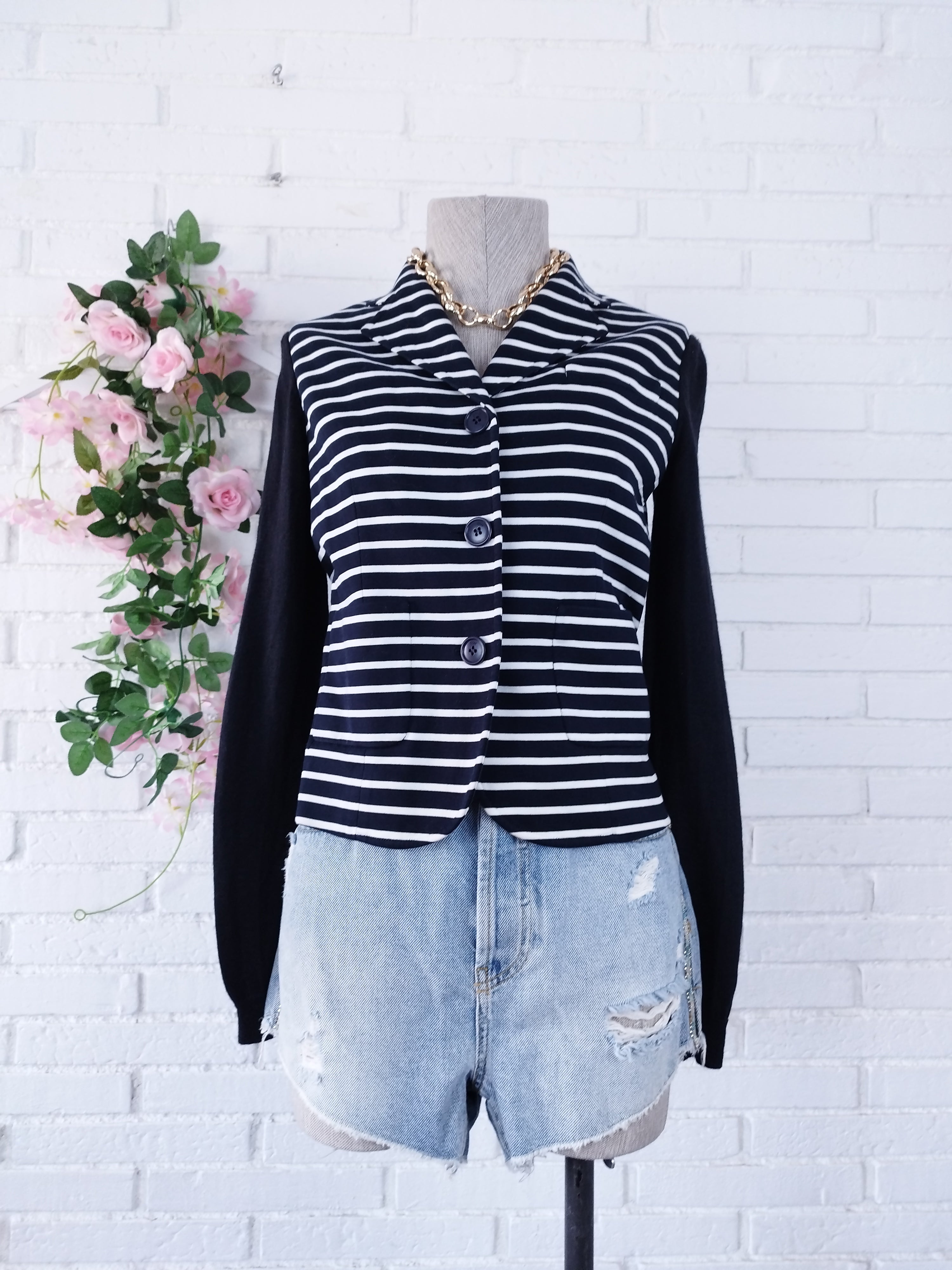 Christian Dior Blazer — Classic Cut, Striped Front & Cotton-Wool-Silk Blend