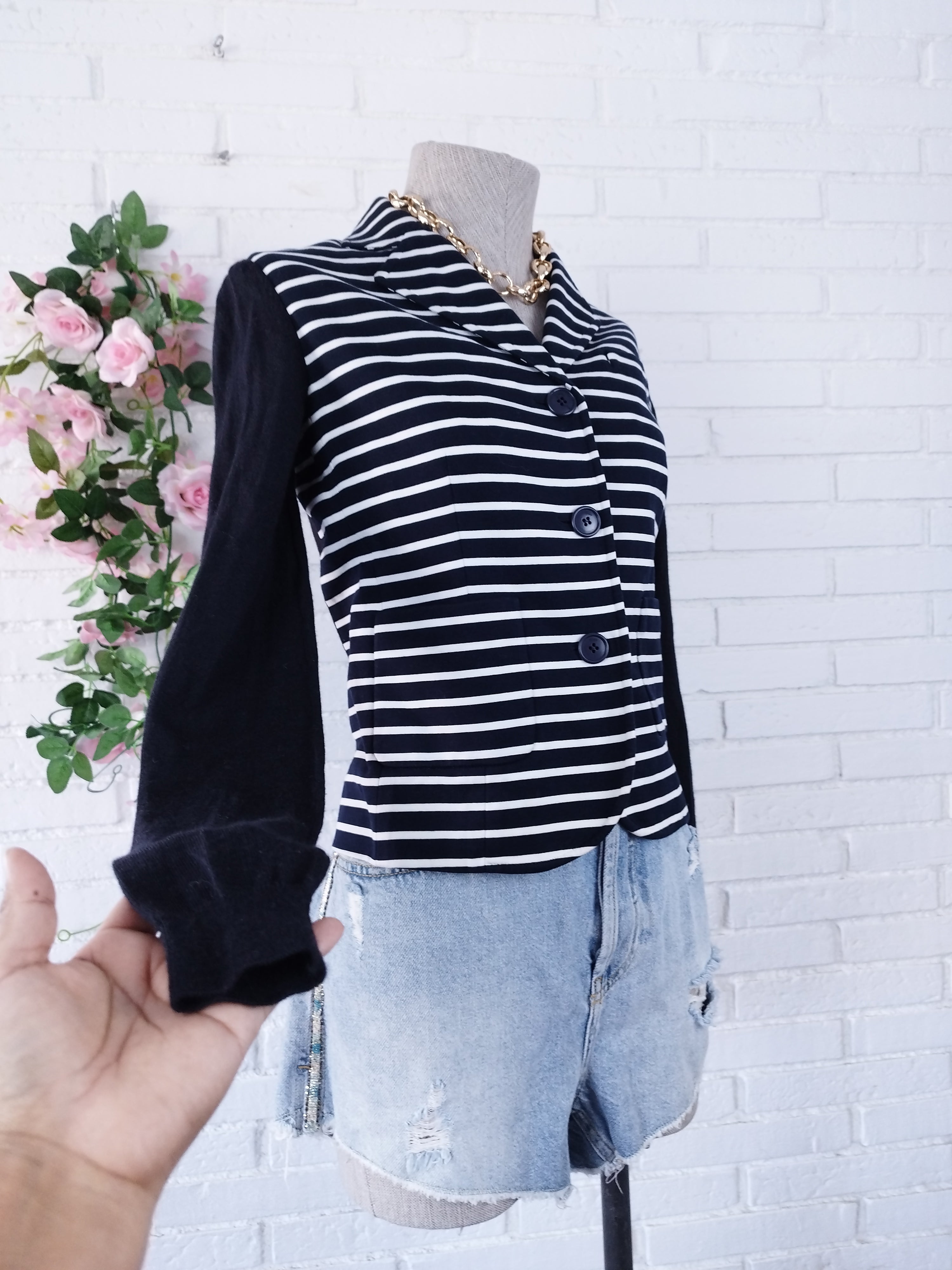 Christian Dior Blazer — Classic Cut, Striped Front & Cotton-Wool-Silk Blend