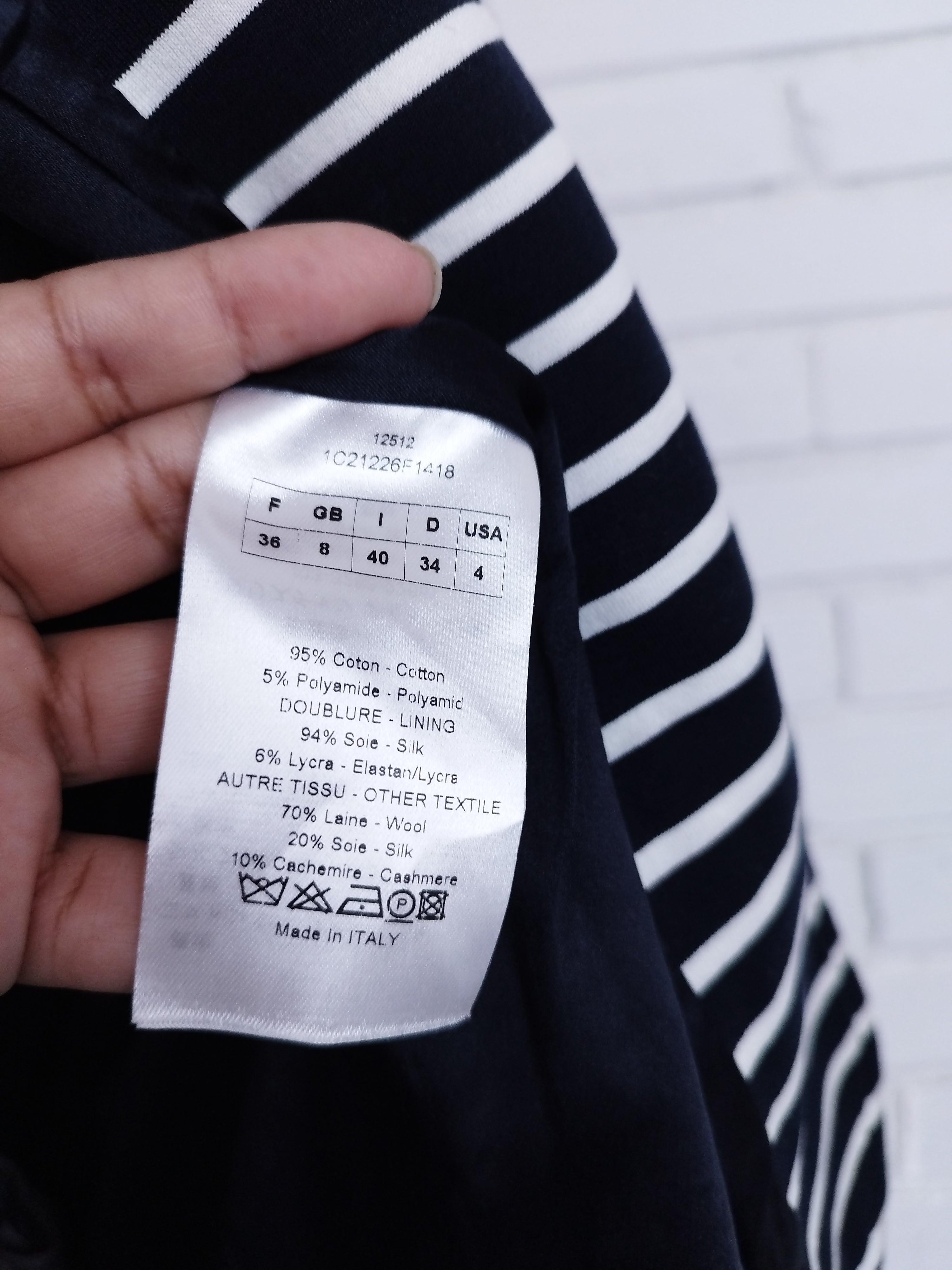 Christian Dior Blazer — Classic Cut, Striped Front & Cotton-Wool-Silk Blend