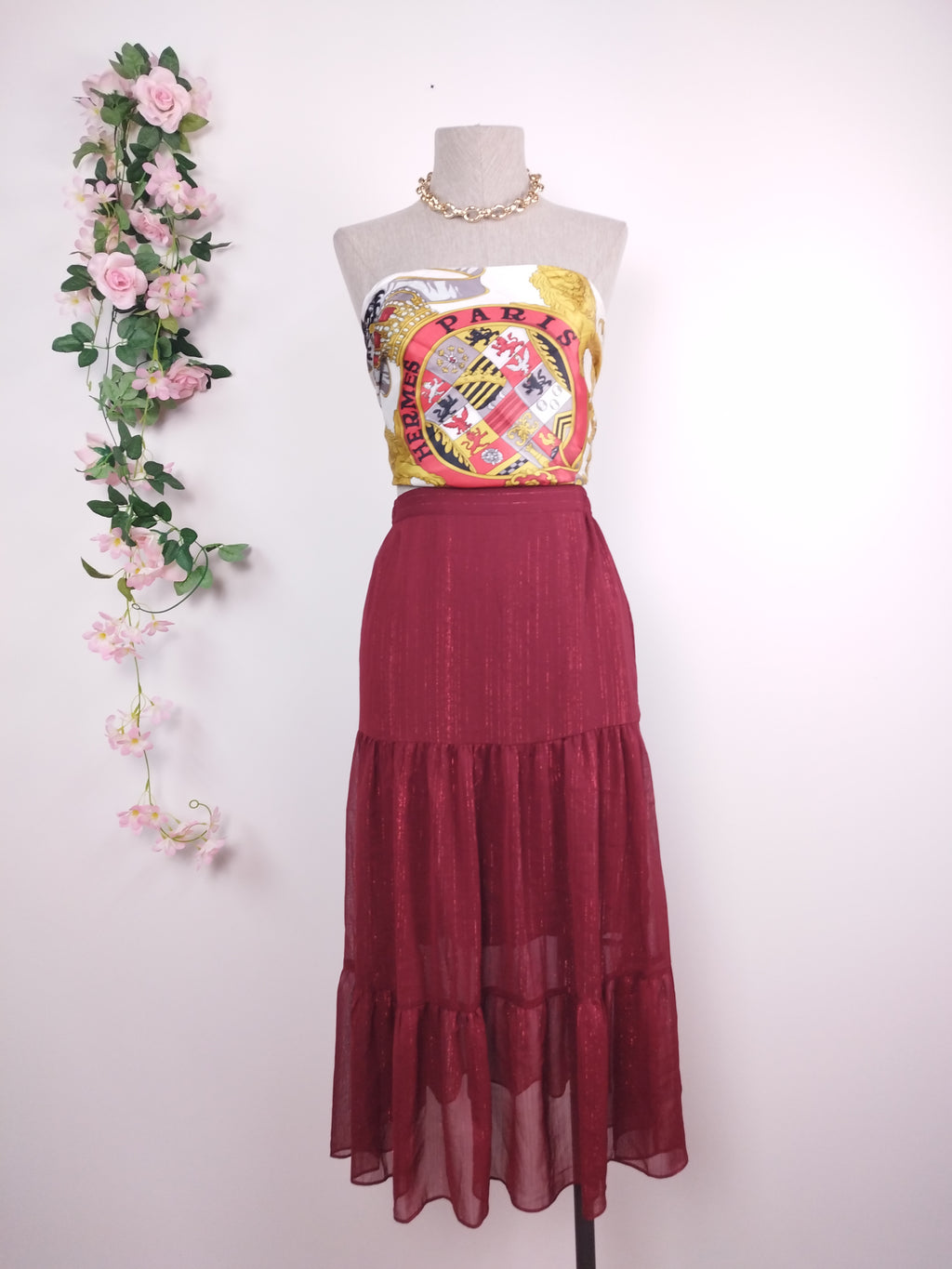 Jupe midi MAJE avec fils métalliques