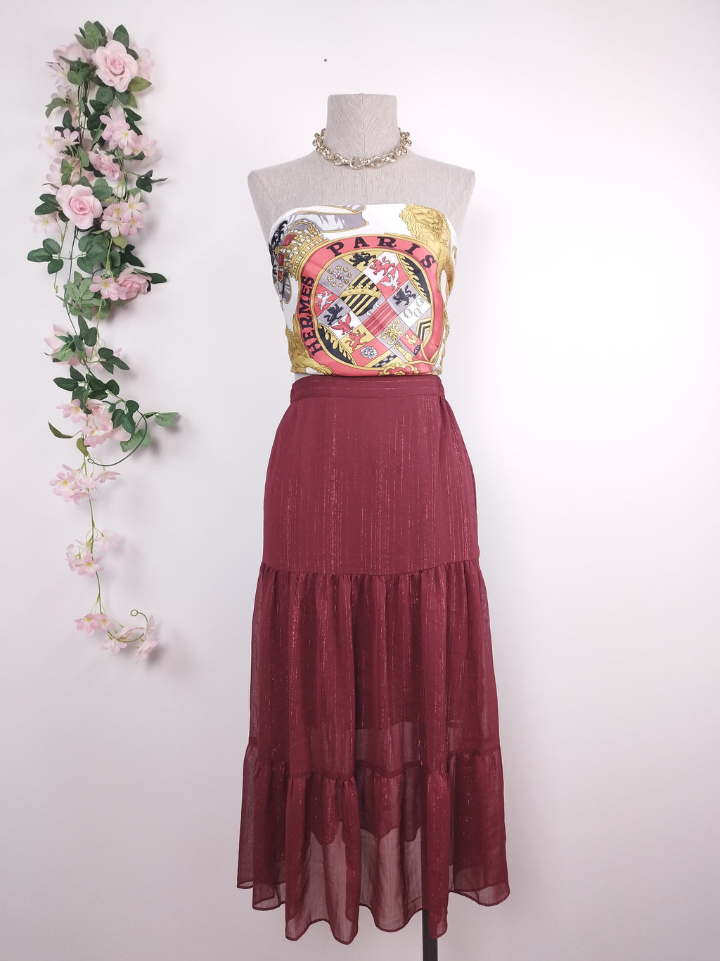 Jupe midi MAJE avec fils métalliques