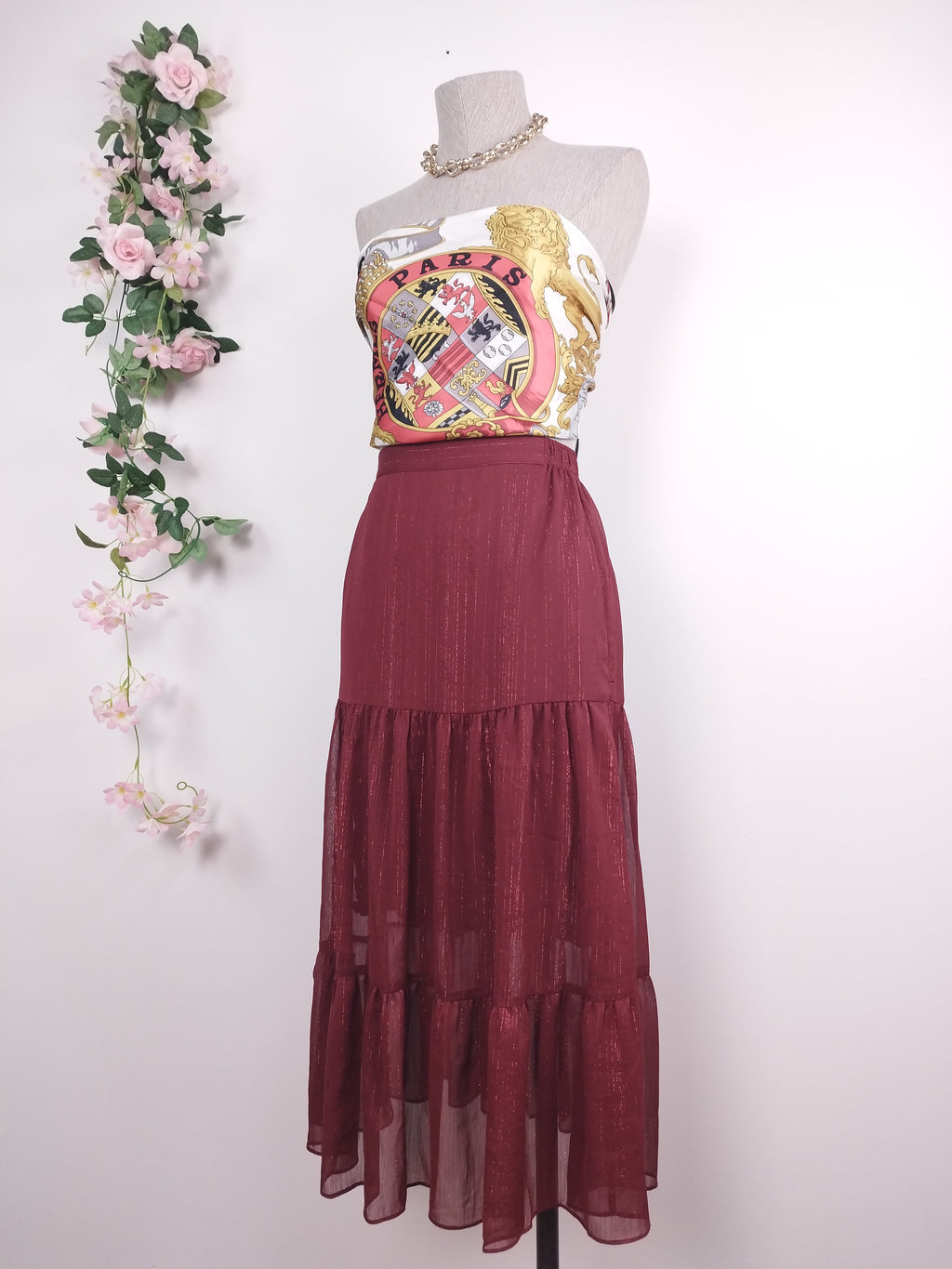 Jupe midi MAJE avec fils métalliques