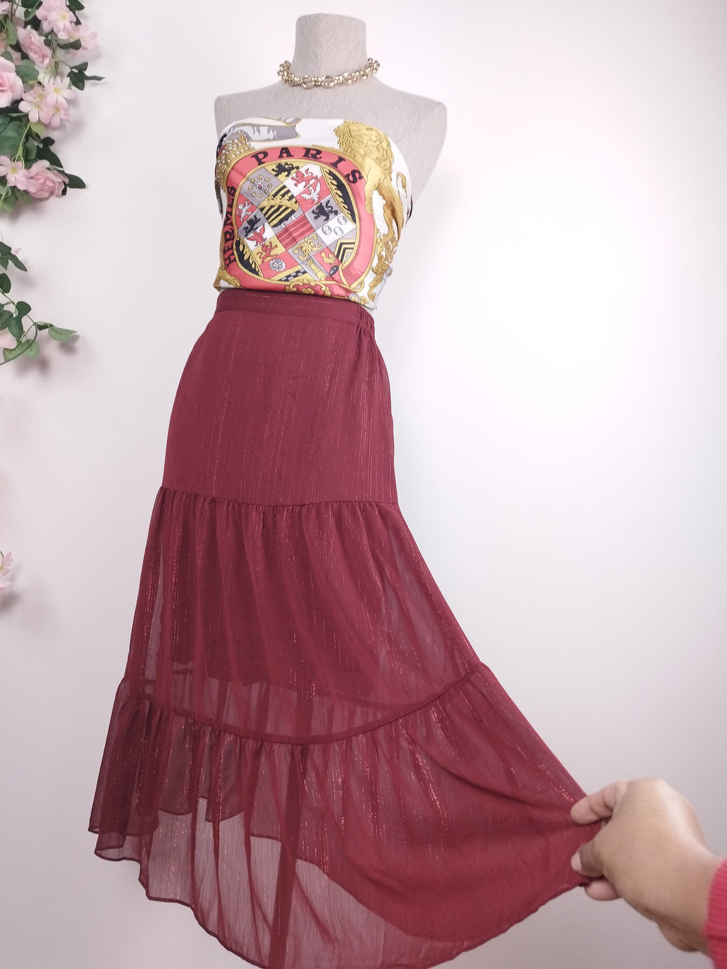 Jupe midi MAJE avec fils métalliques