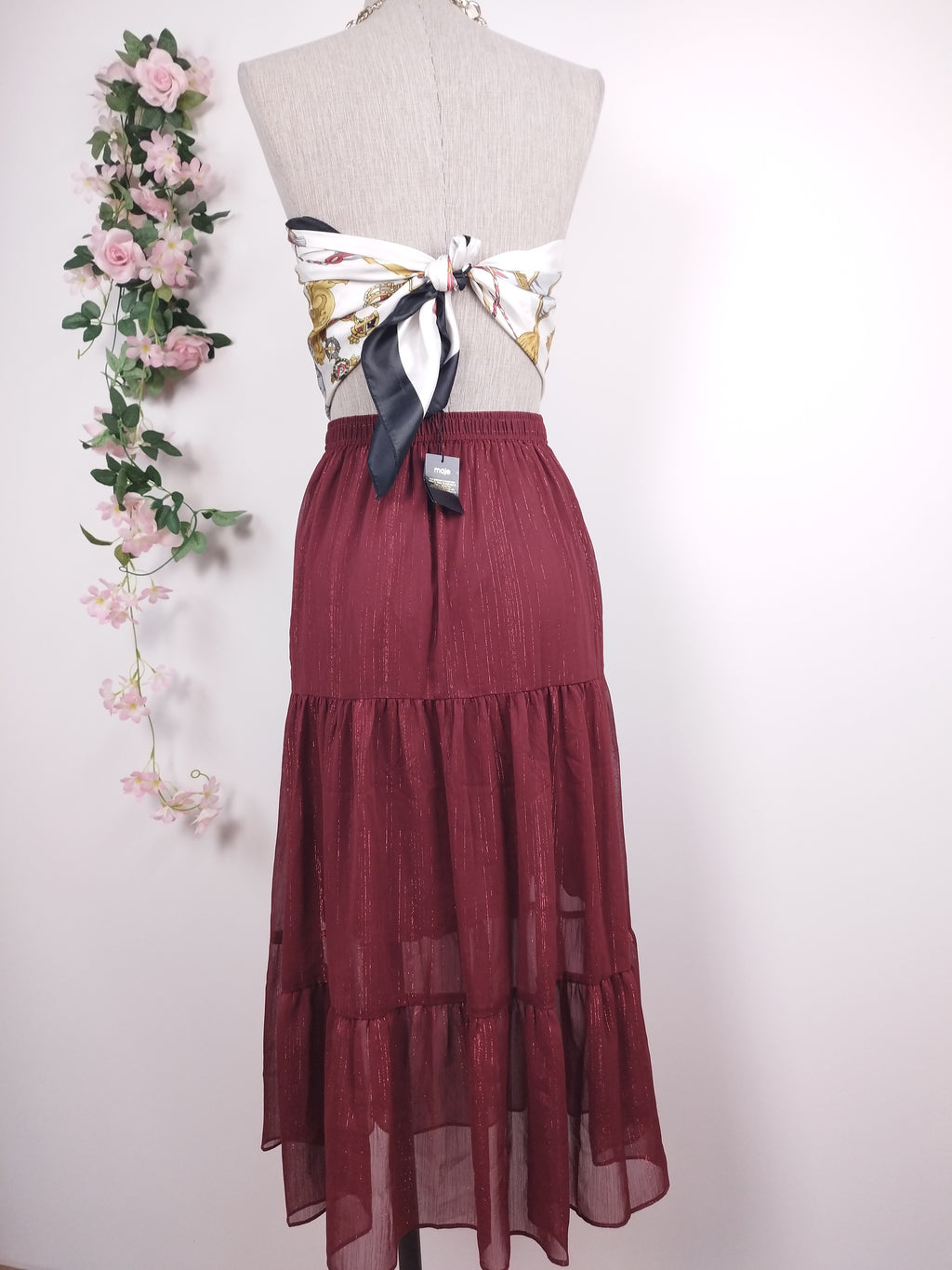 Jupe midi MAJE avec fils métalliques