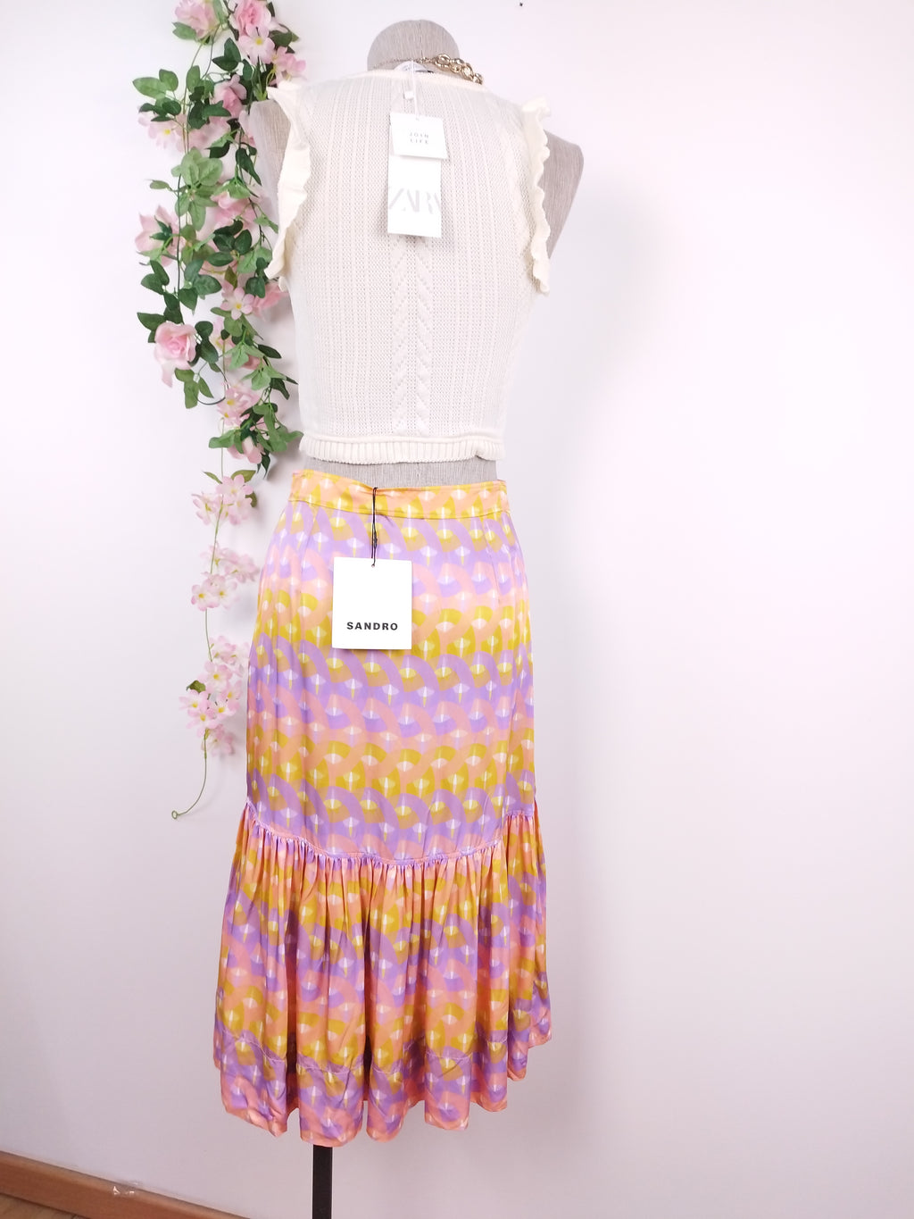 Jupe midi satinée style Ibiza SANDRO