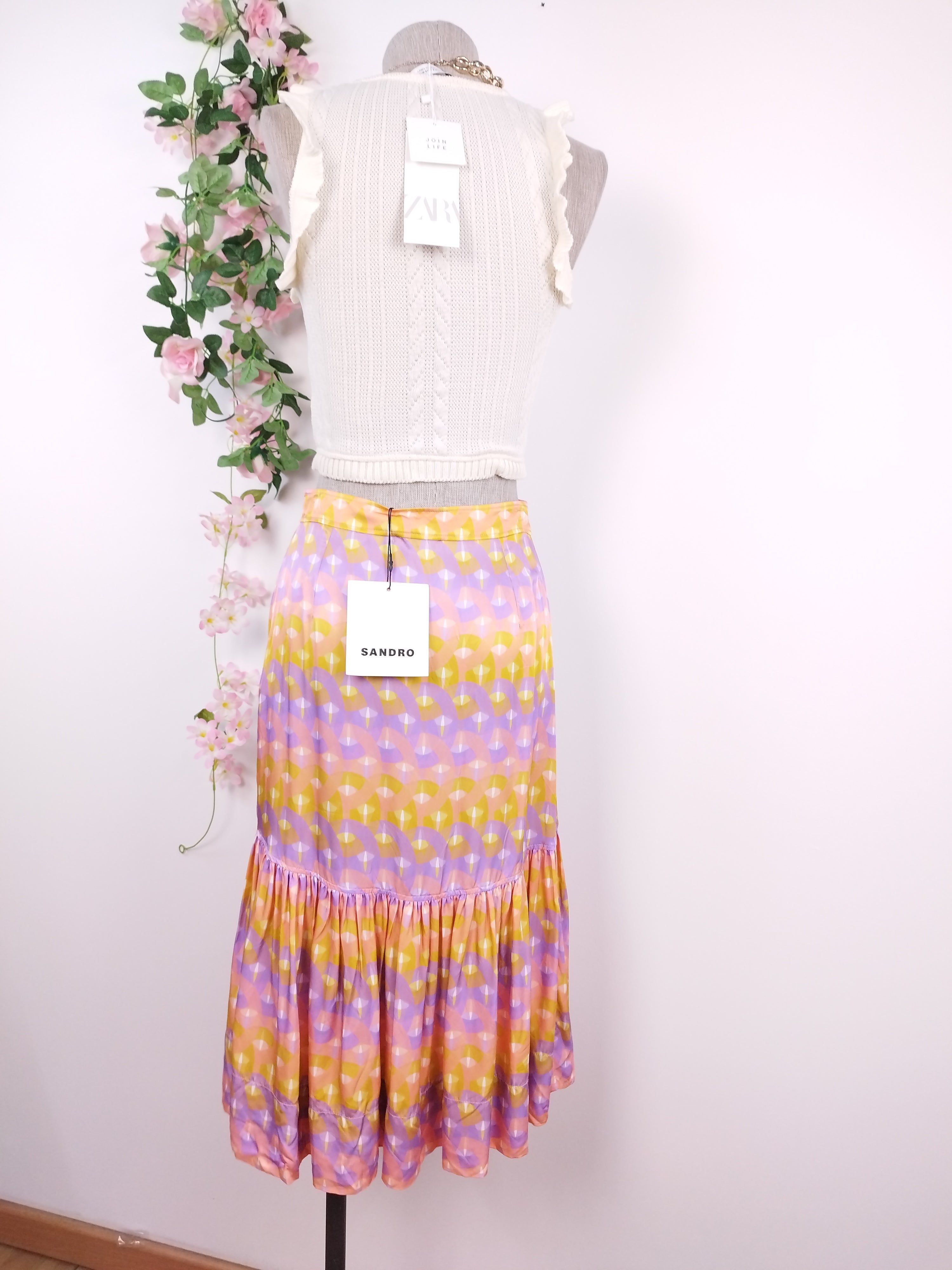 Jupe midi satinée style Ibiza SANDRO