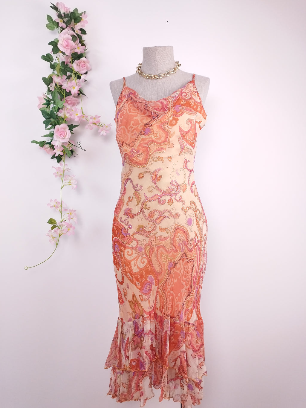 Robe midi vintage en dentelle, style féerique années 90, Ibiza