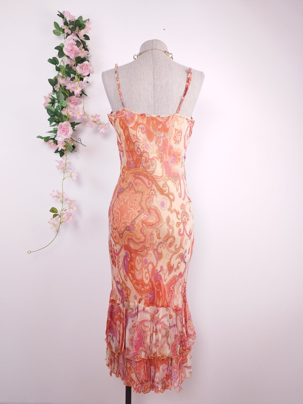 Robe midi vintage en dentelle, style féerique années 90, Ibiza