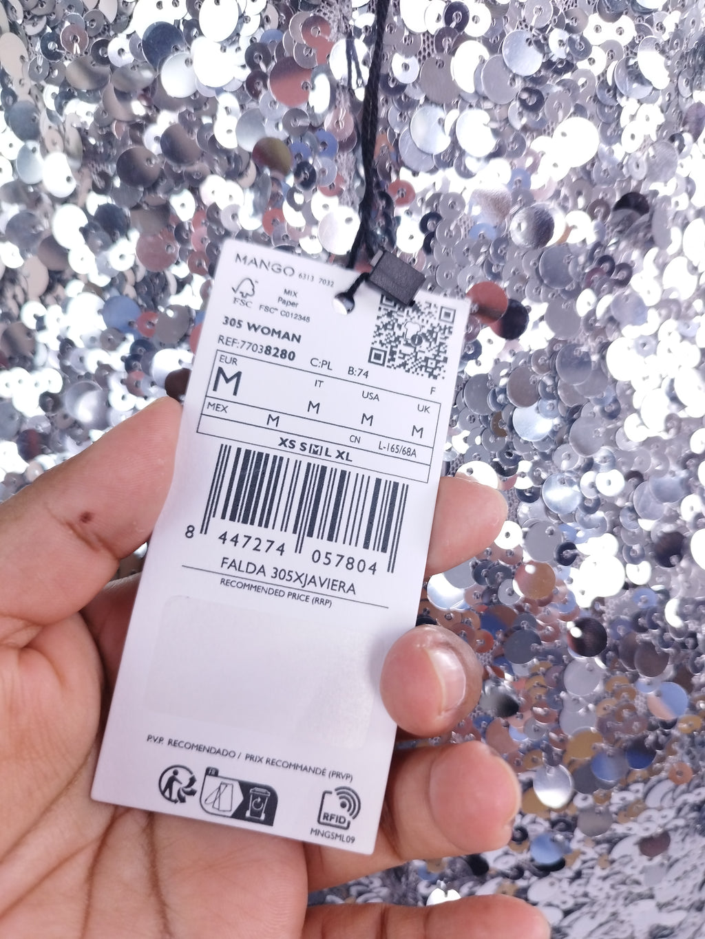 Jupe midi à sequins MANGO pour les fêtes