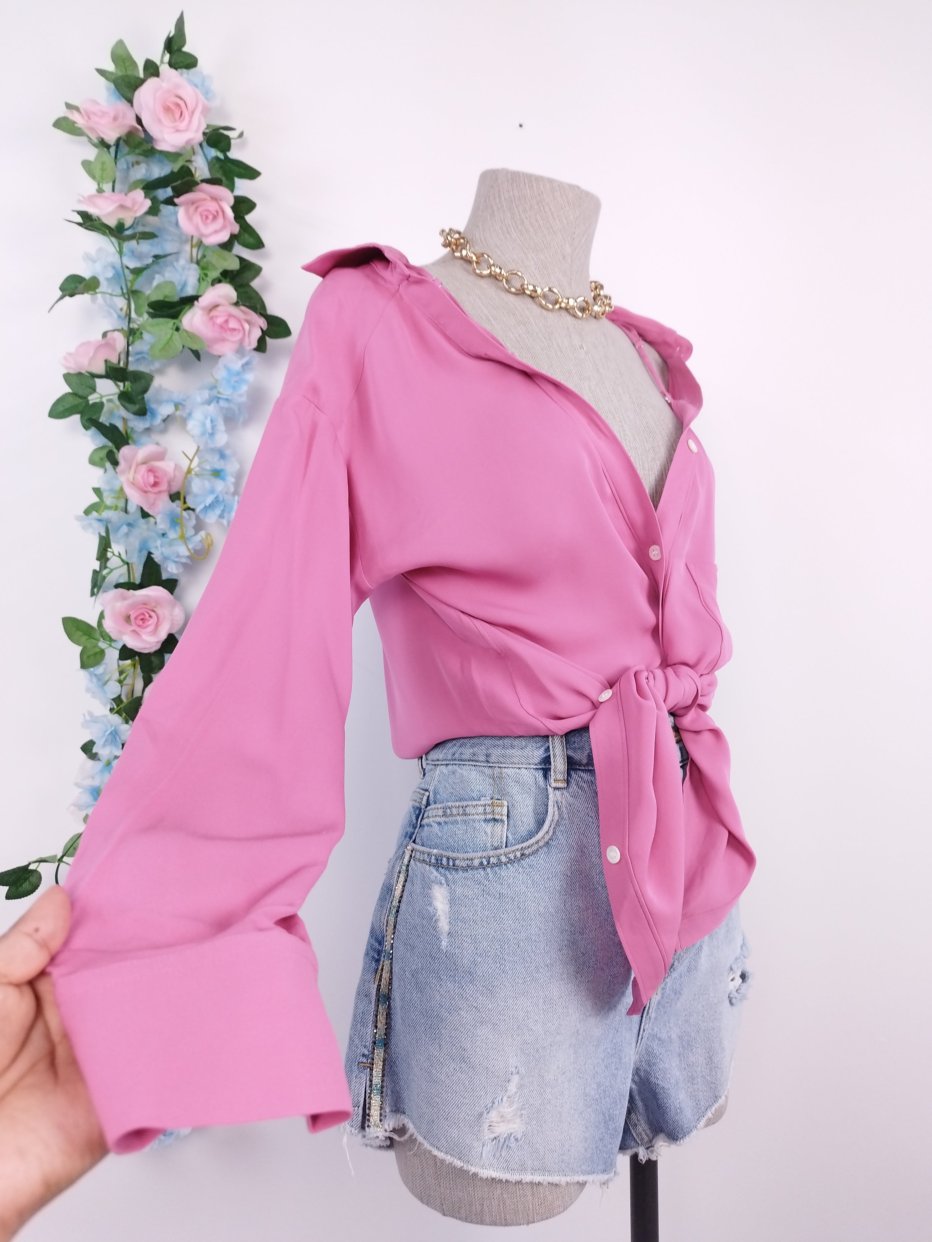 THÉORIE Chemisier à manches longues et bretelles