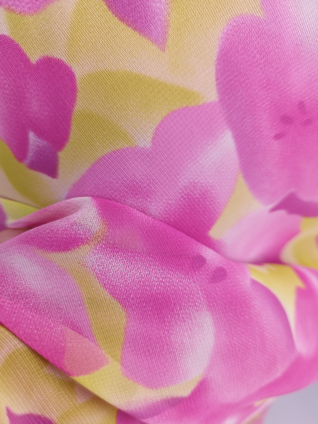 Y2K fairycore chiffon dress — Fuchsia lemon florals, ruffled straps