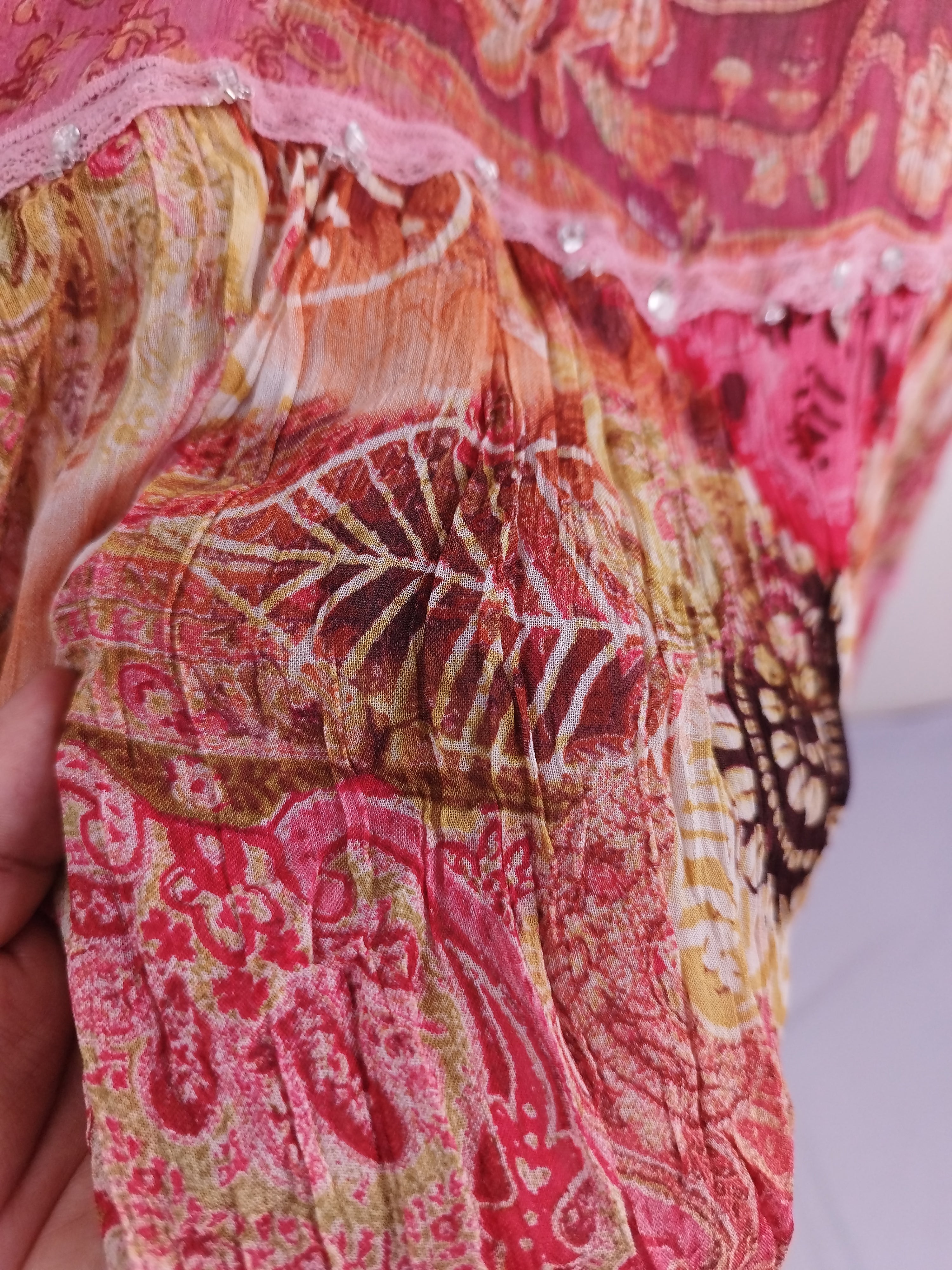 Jupe longue vintage années 2000, 100% soie, style bohème