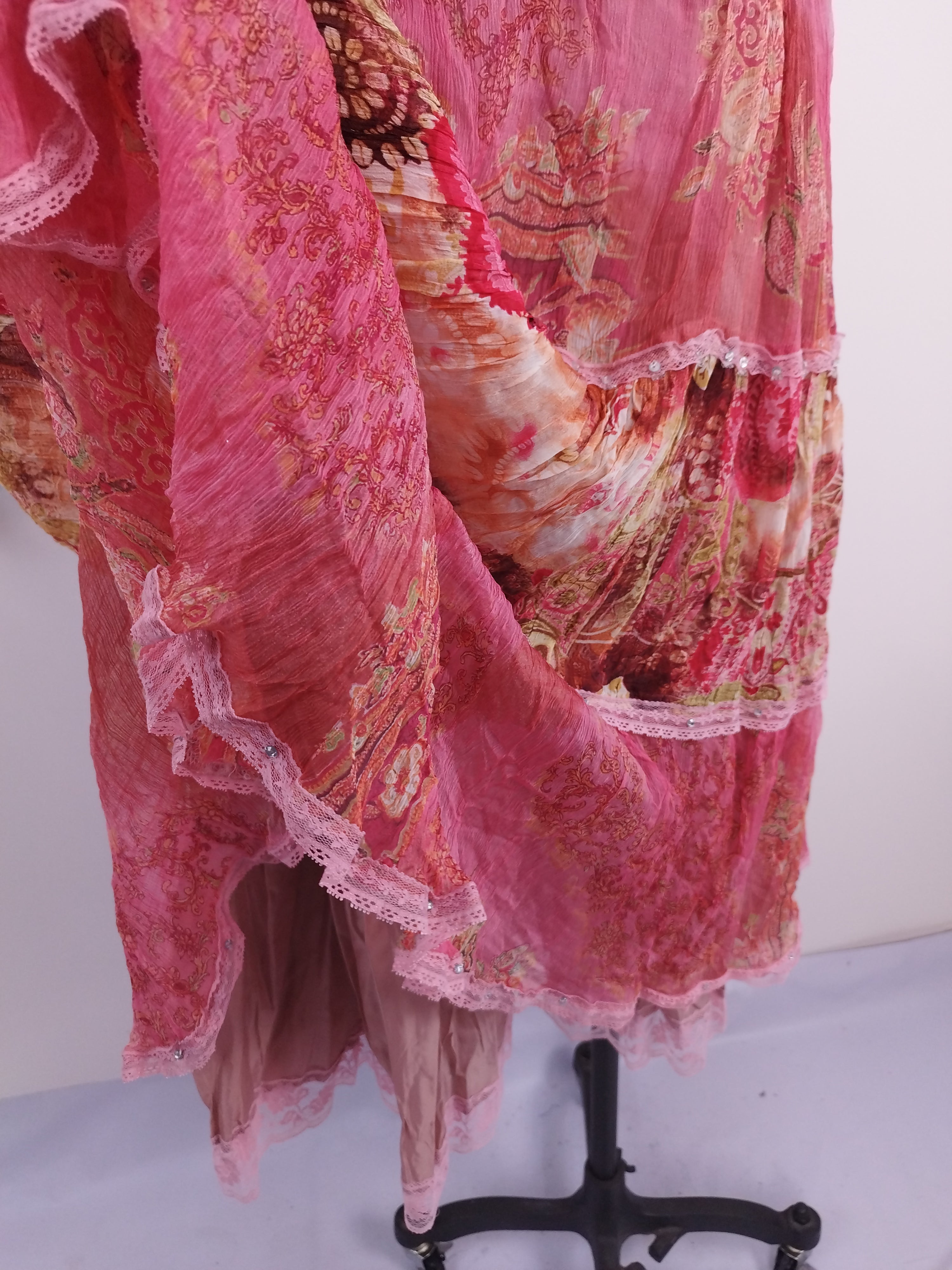 Jupe longue vintage années 2000, 100% soie, style bohème