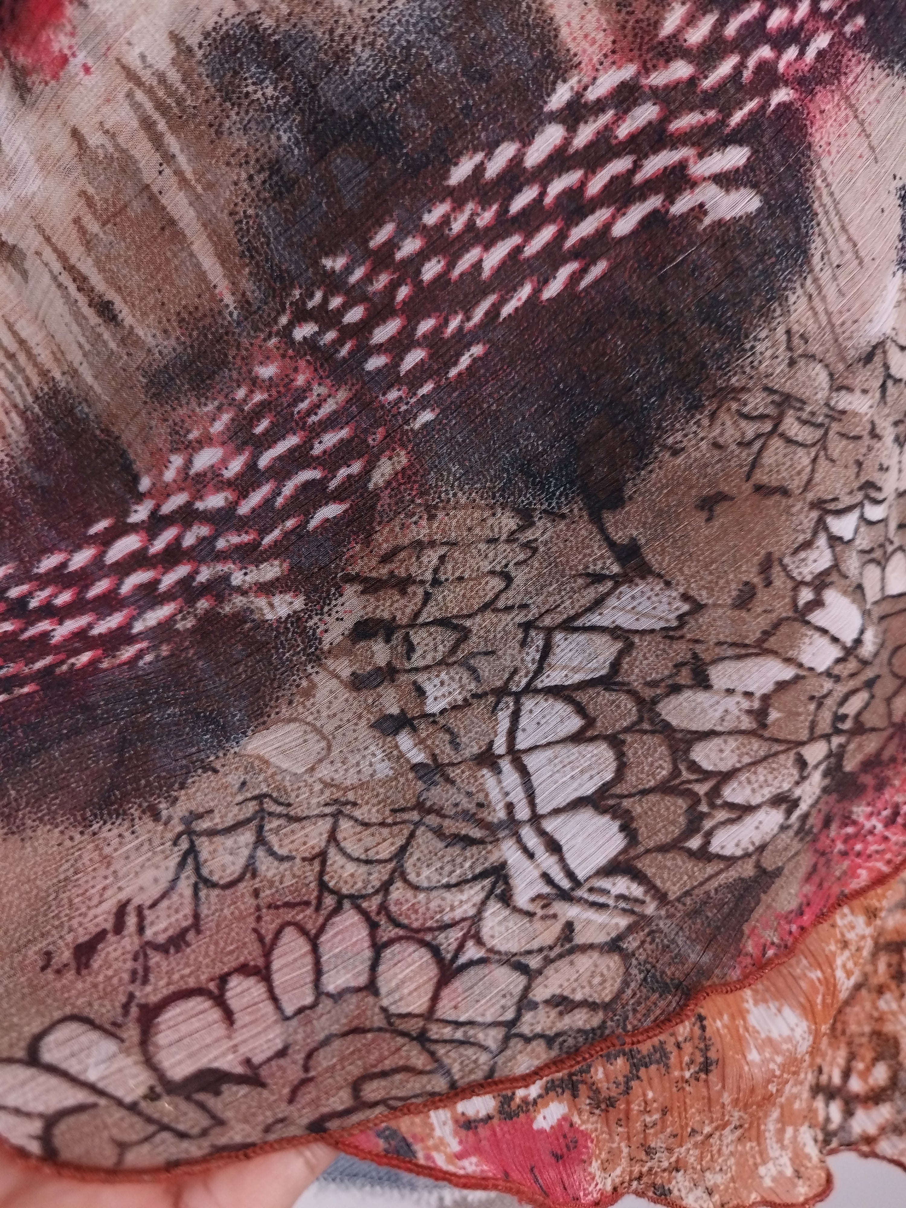 Vintage 2000s Y2K Chiffon Top — V-Neck, Ibiza Print & Asymmetric Layers