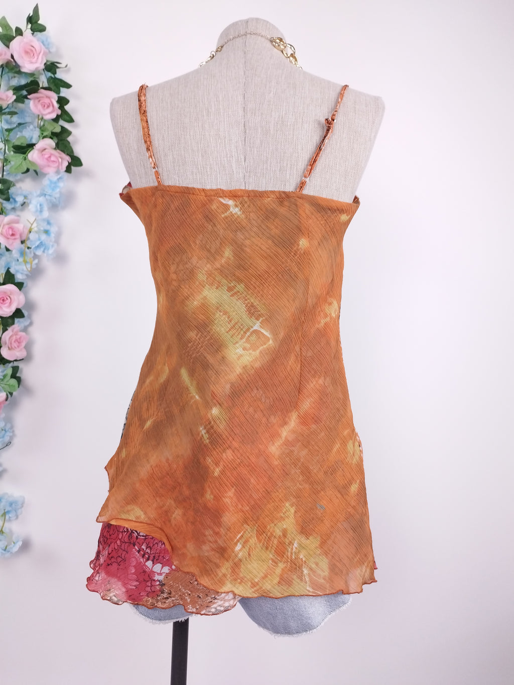 Vintage 2000s Y2K Chiffon Top — V-Neck, Ibiza Print & Asymmetric Layers