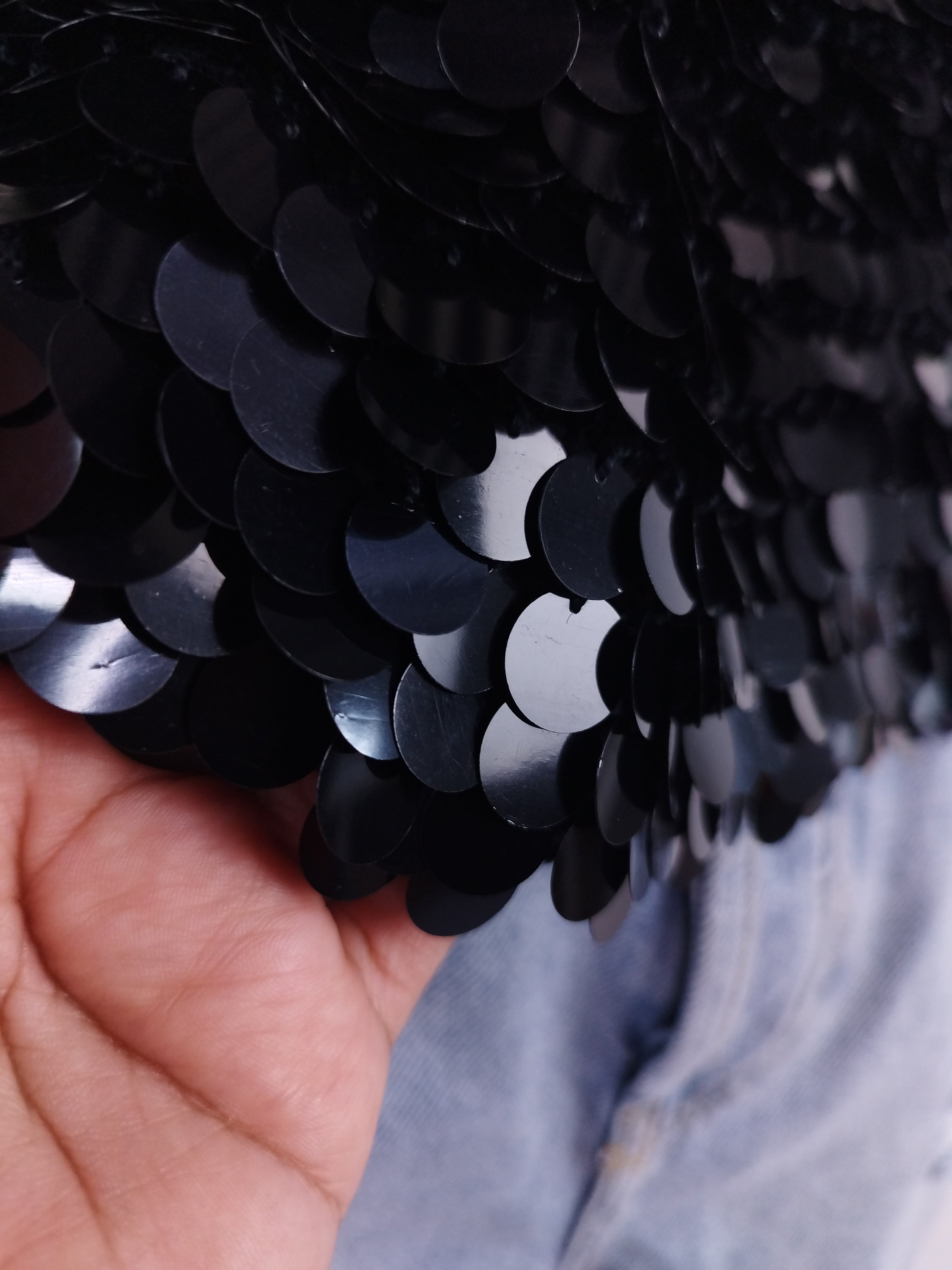 Vintage 2000s Sequin Top — Round Neck, Built-In Shoulders & Short Sleeves