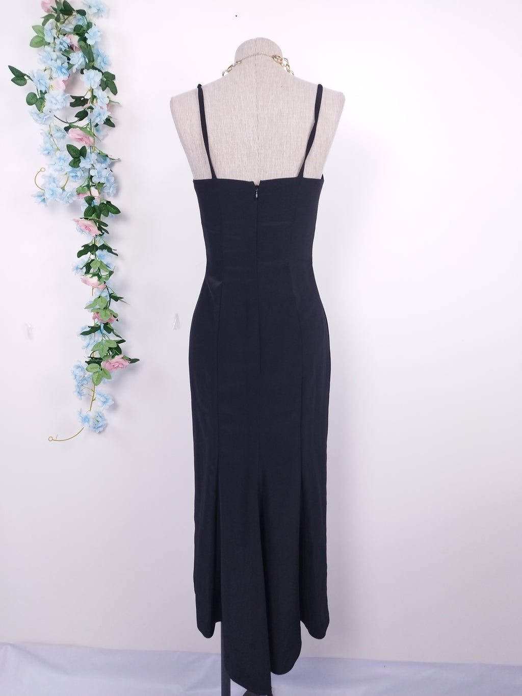 Vintage 90s Glam Maxi Dress — Slip Style, Satin Bust & Mermaid Hem