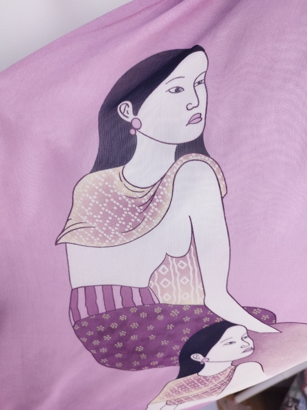 Vintage 90s Maxi Dress — Slip Style, Amazon Women Print & Lilac Purple