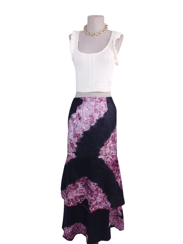 Black magenta tie-dye maxi skirt — Vintage 2000s Y2K fairycore boho